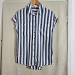Next Blue & White Stripe Shirt UK 6 Loose Fit