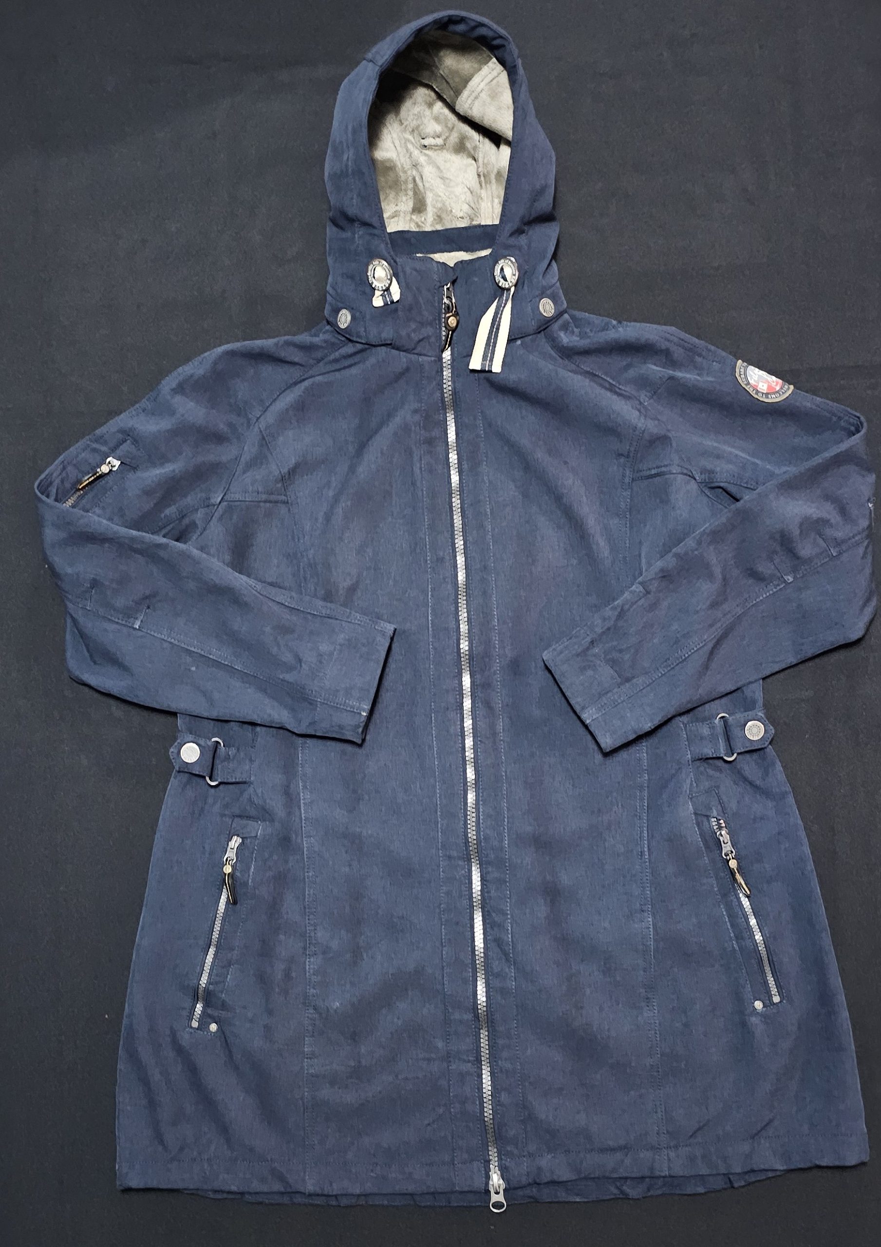 Signal Blue Hooded Cotton Jacket M Removable Hood image 3