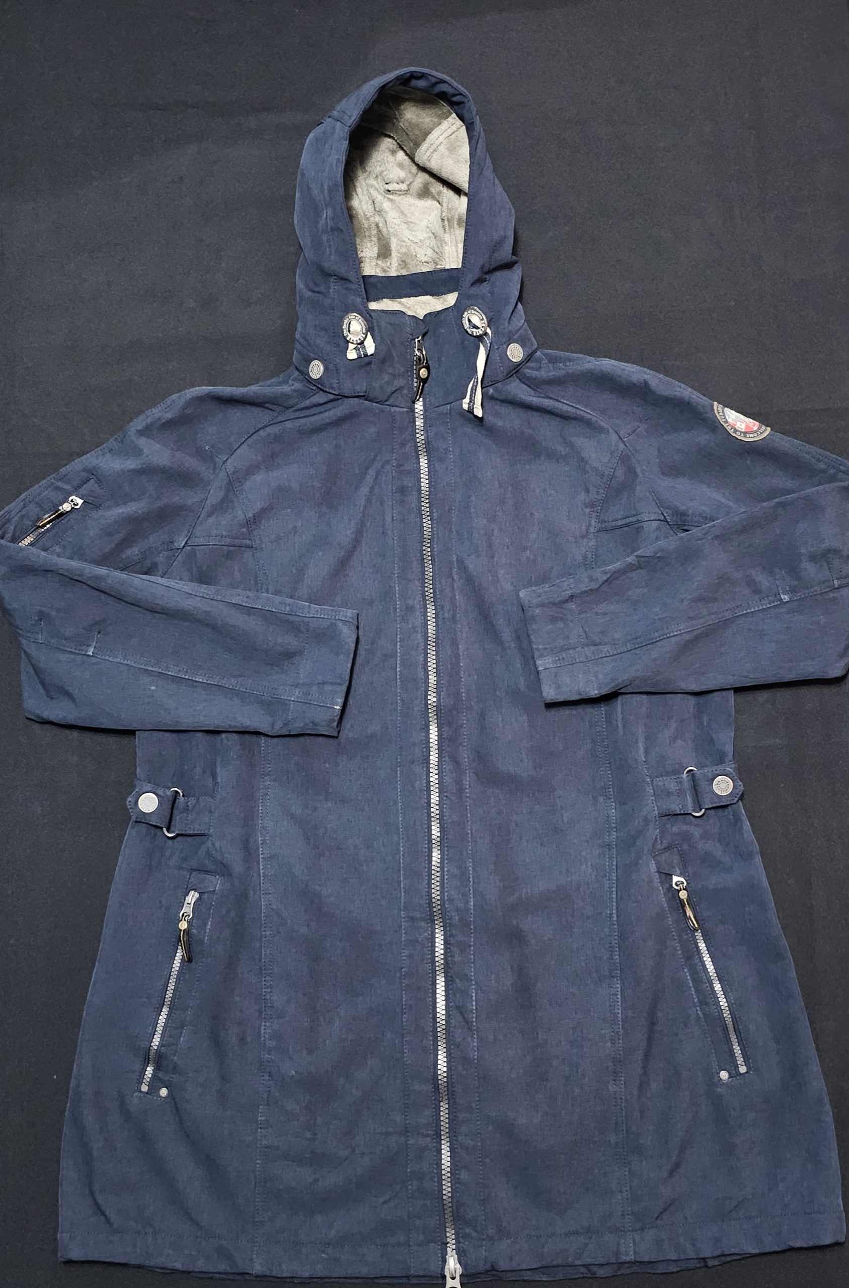 Signal Blue Hooded Cotton Jacket M Removable Hood image 4