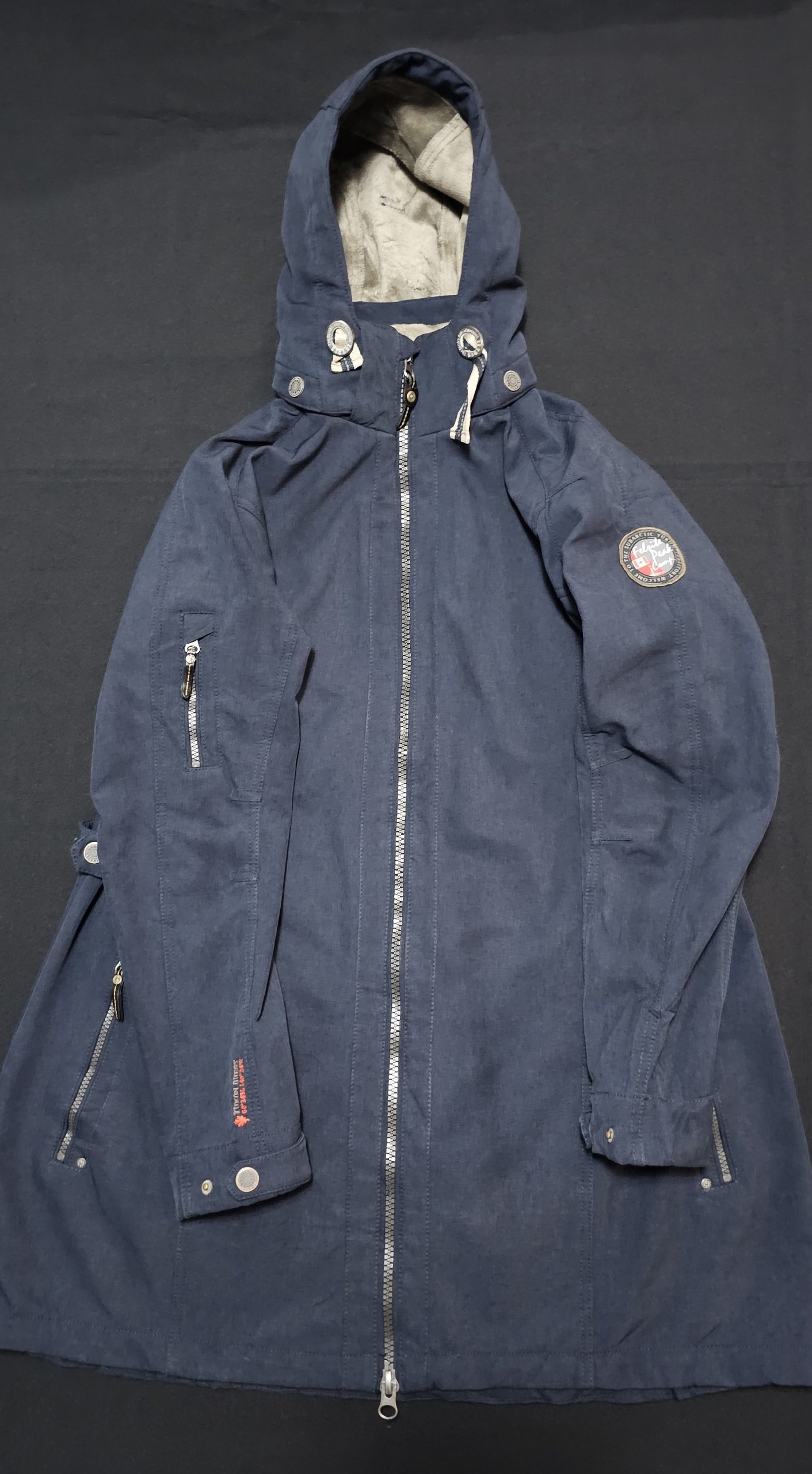 Signal Blue Hooded Cotton Jacket M Removable Hood image 5