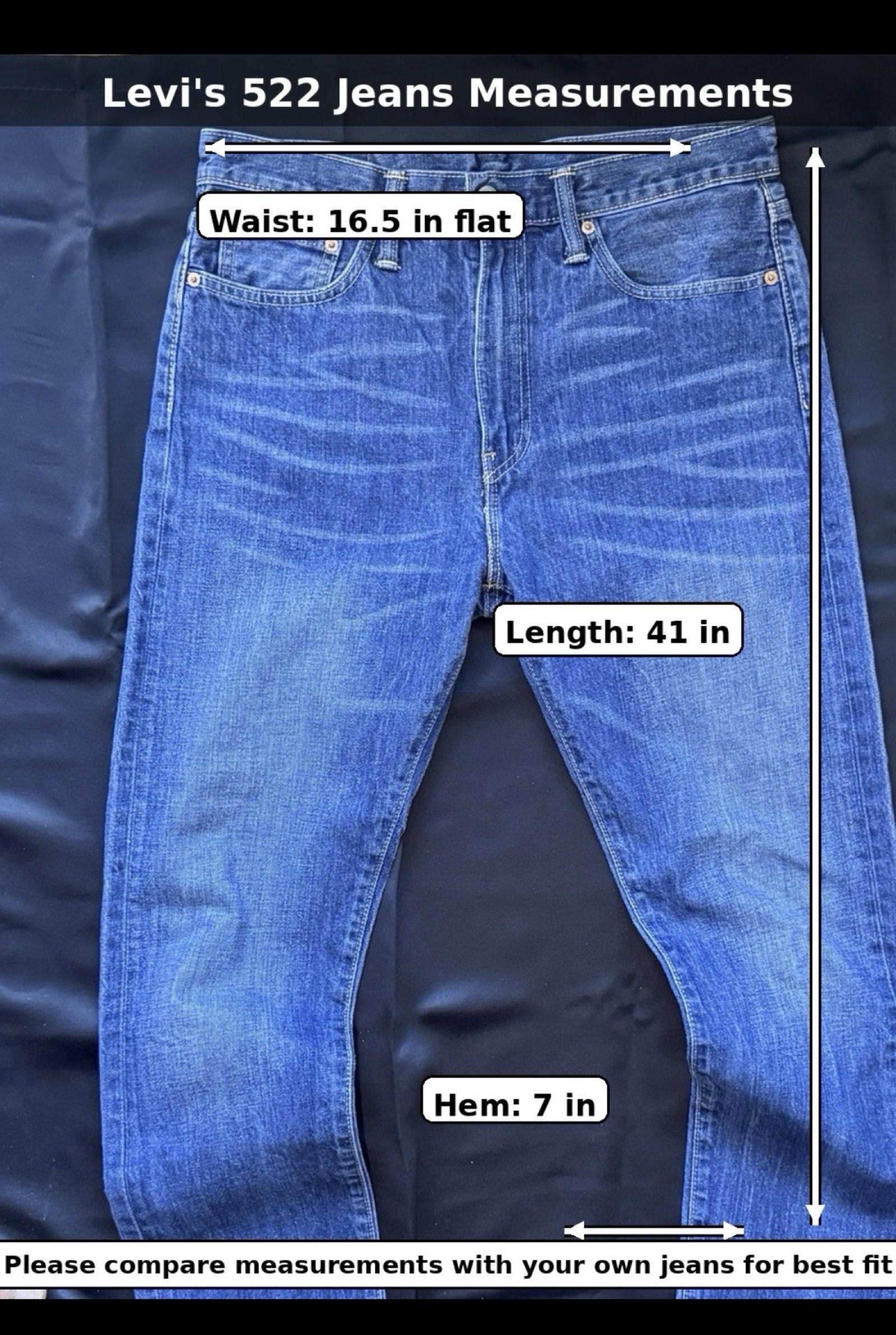 Levi’s 522 Jeans W32 L32 Blue Denim Slim Taper Menswear image 10