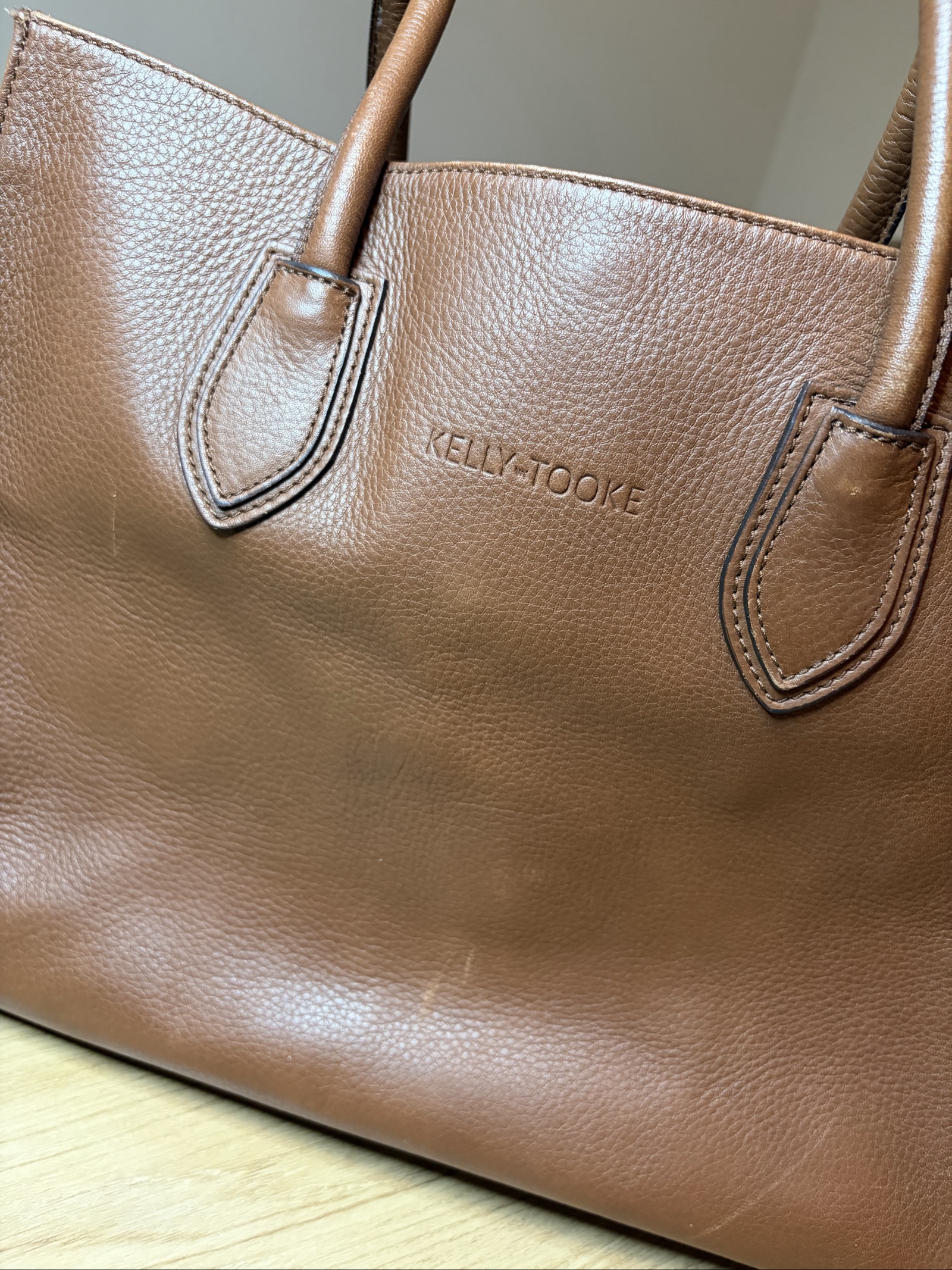 Kelly Toole Brown & Beige Leather Tote Bag Women