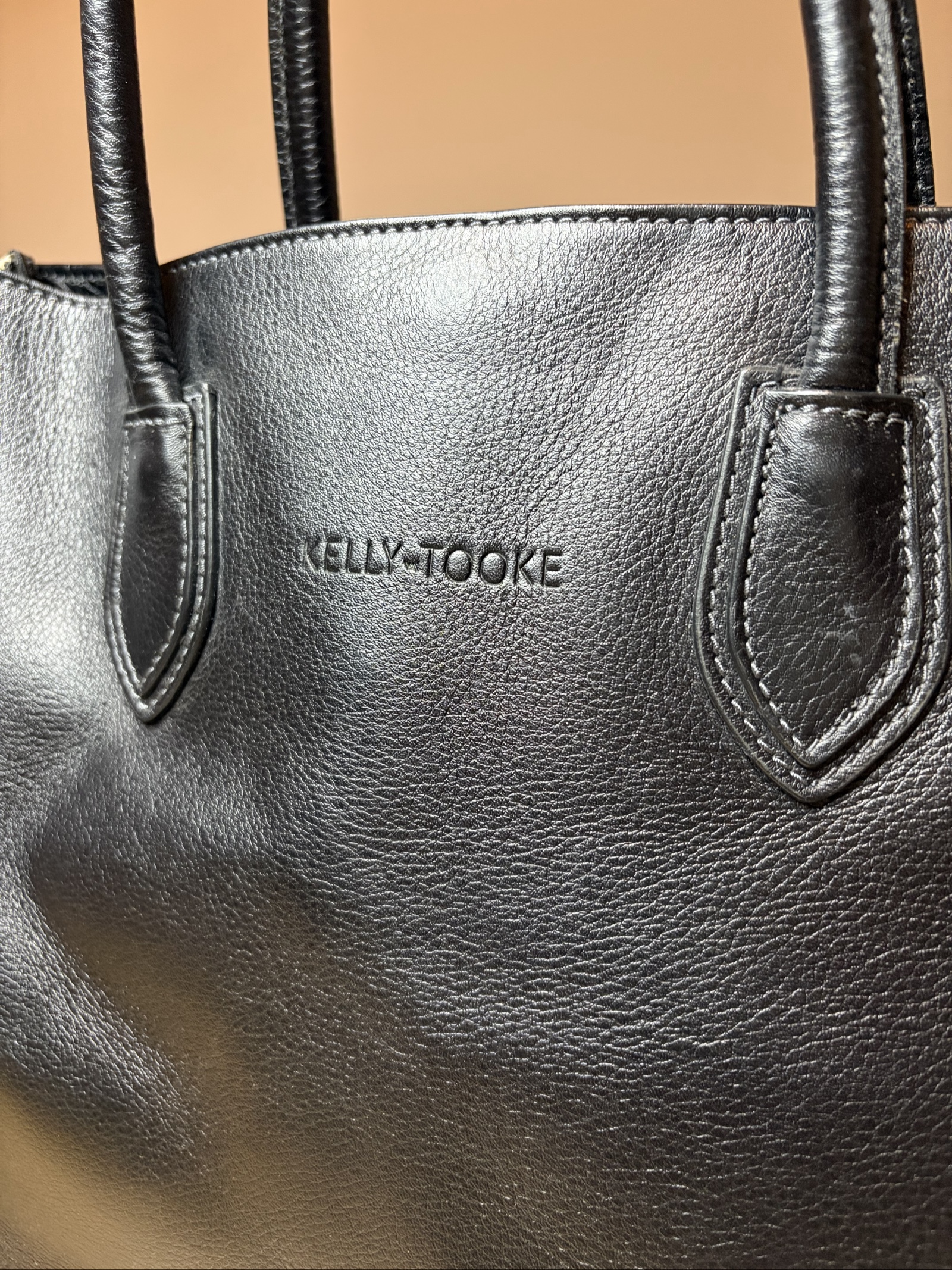 Kelly Toooke Black & White Leather Tote Bag
