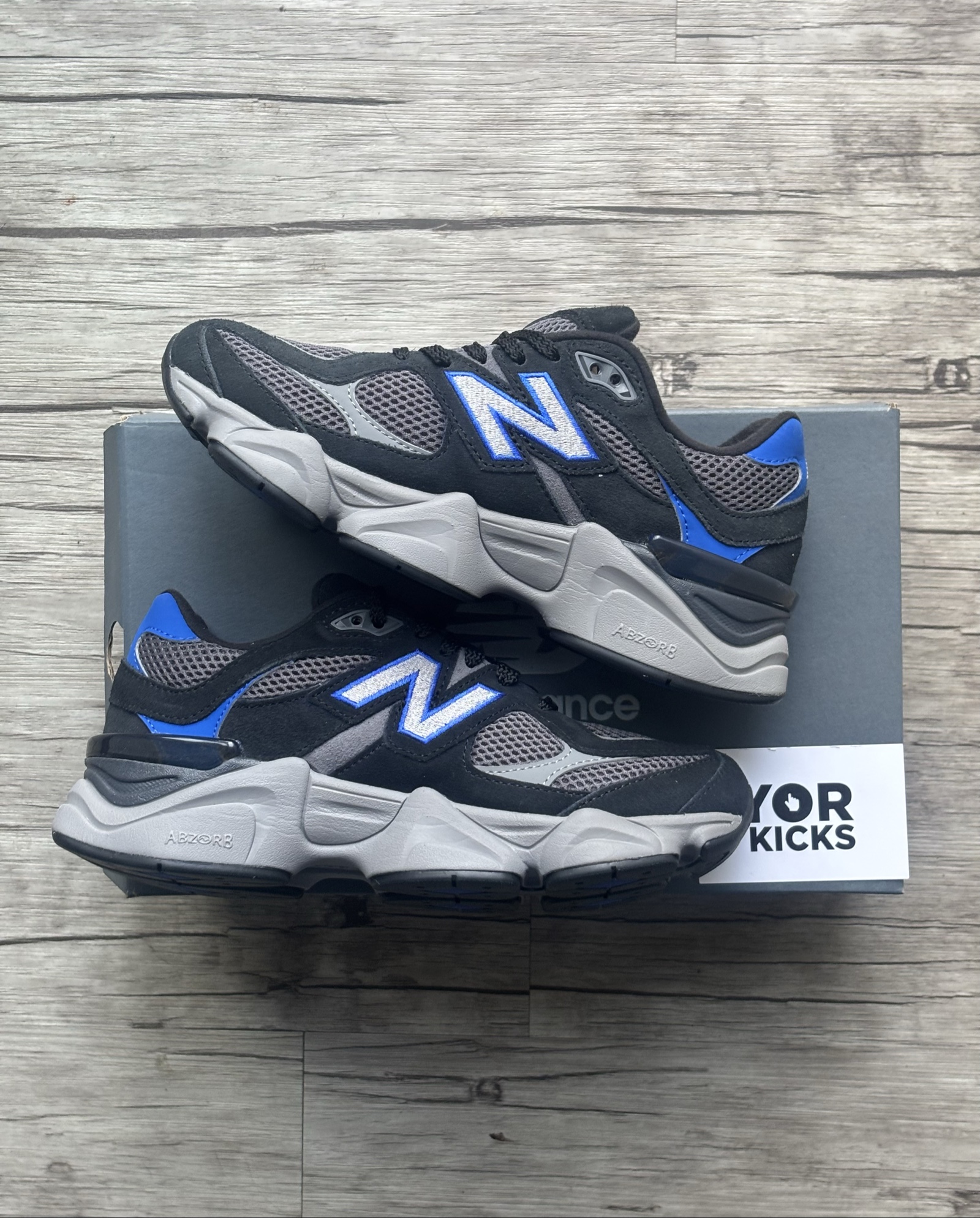 UK 5 Kids New Balance 9060 | Black Grey Blue GC9060JL | image 2