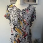 Melissa Paige Multi Colour Printed Tie Neck Top Petitte 12/14