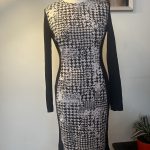Mango Black & White Houndstooth Bodycon Dress Medium