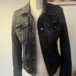 H&M Black Denim Jacket Women Small Fitted Classic Style