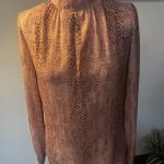 Mango Pink Brown Snake Print Sequin Cuff Blouse EUR S