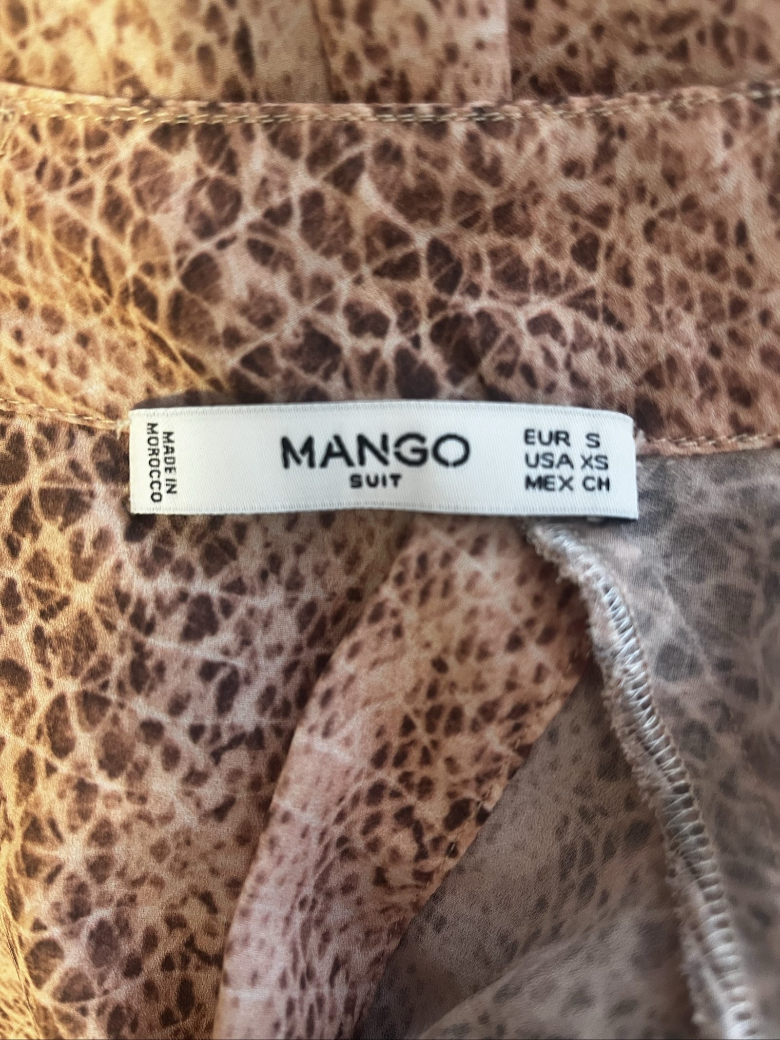 Mango Pink Brown Snake Print Sequin Cuff Blouse EUR S image 9