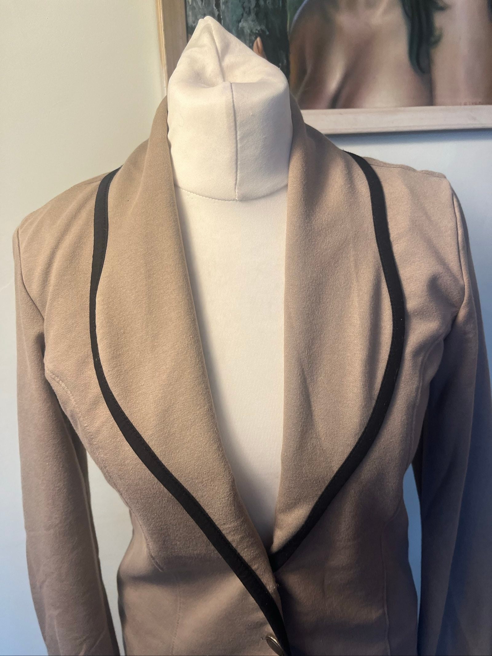 Vila Beige & Brown Contrast Trim Blazer Jacket Small image 3