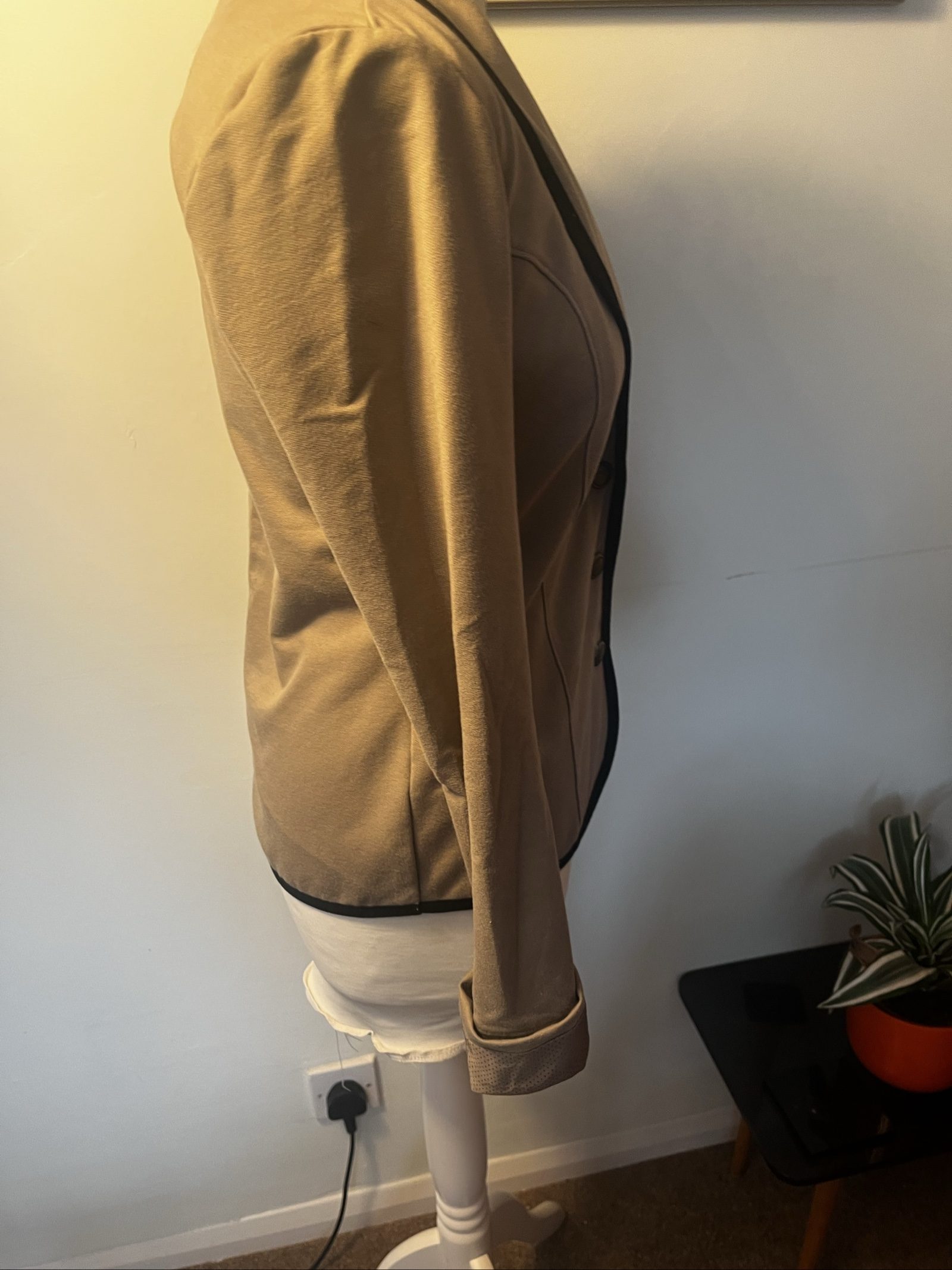 Vila Beige & Brown Contrast Trim Blazer Jacket Small image 6