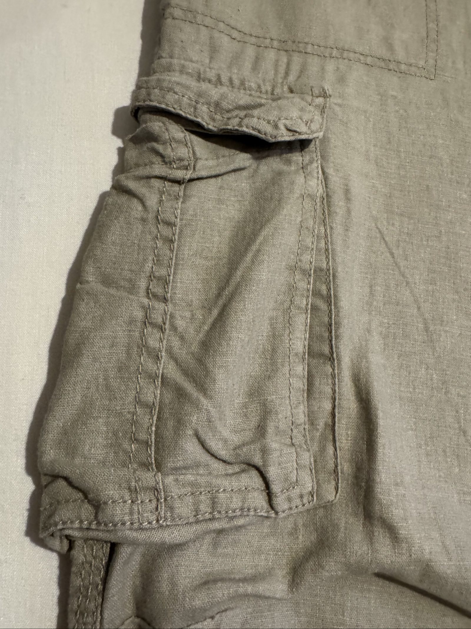 Linen Blend Beige Cargo Shorts W34 Button Fly image 3