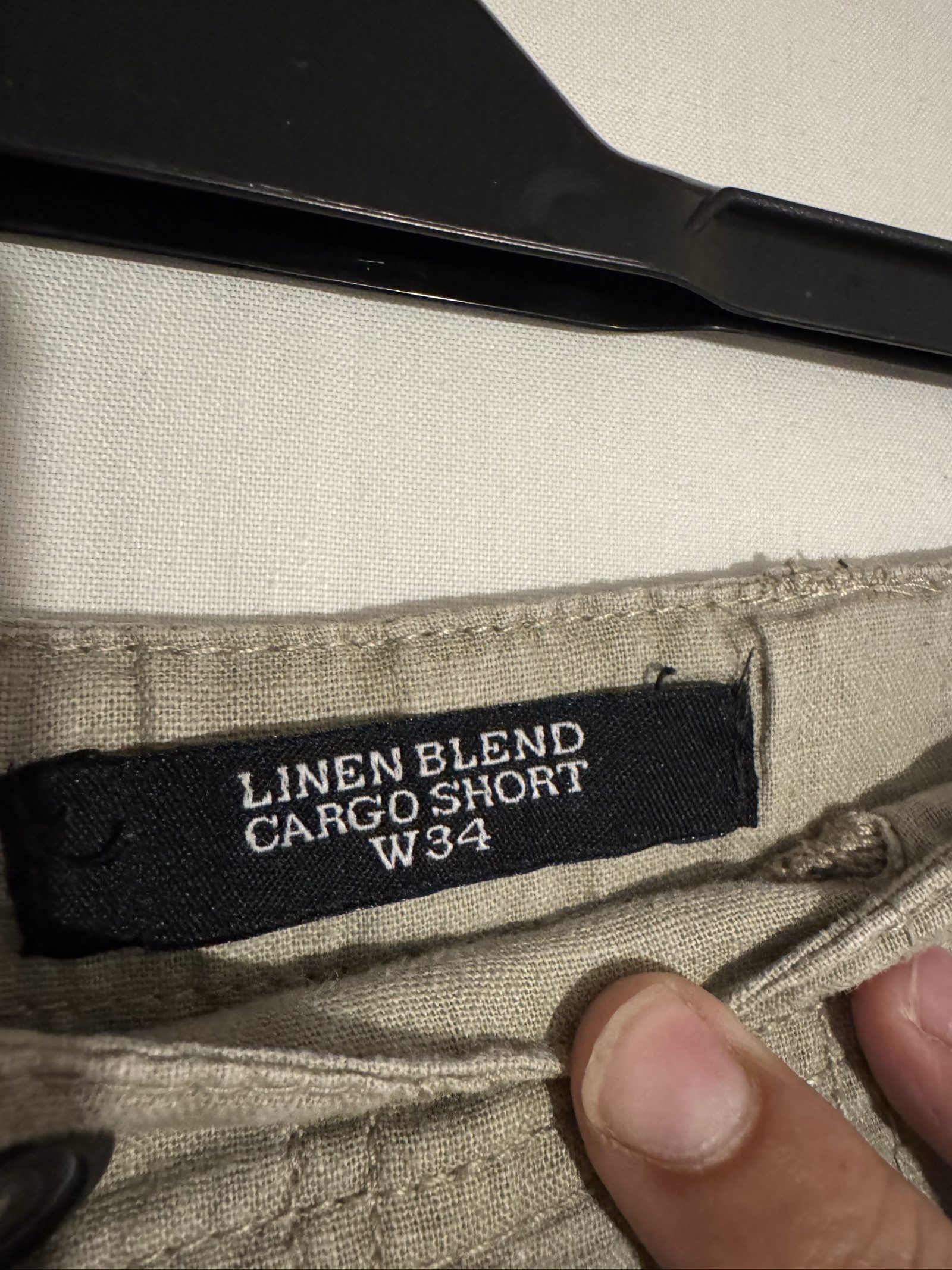 Linen Blend Beige Cargo Shorts W34 Button Fly image 4
