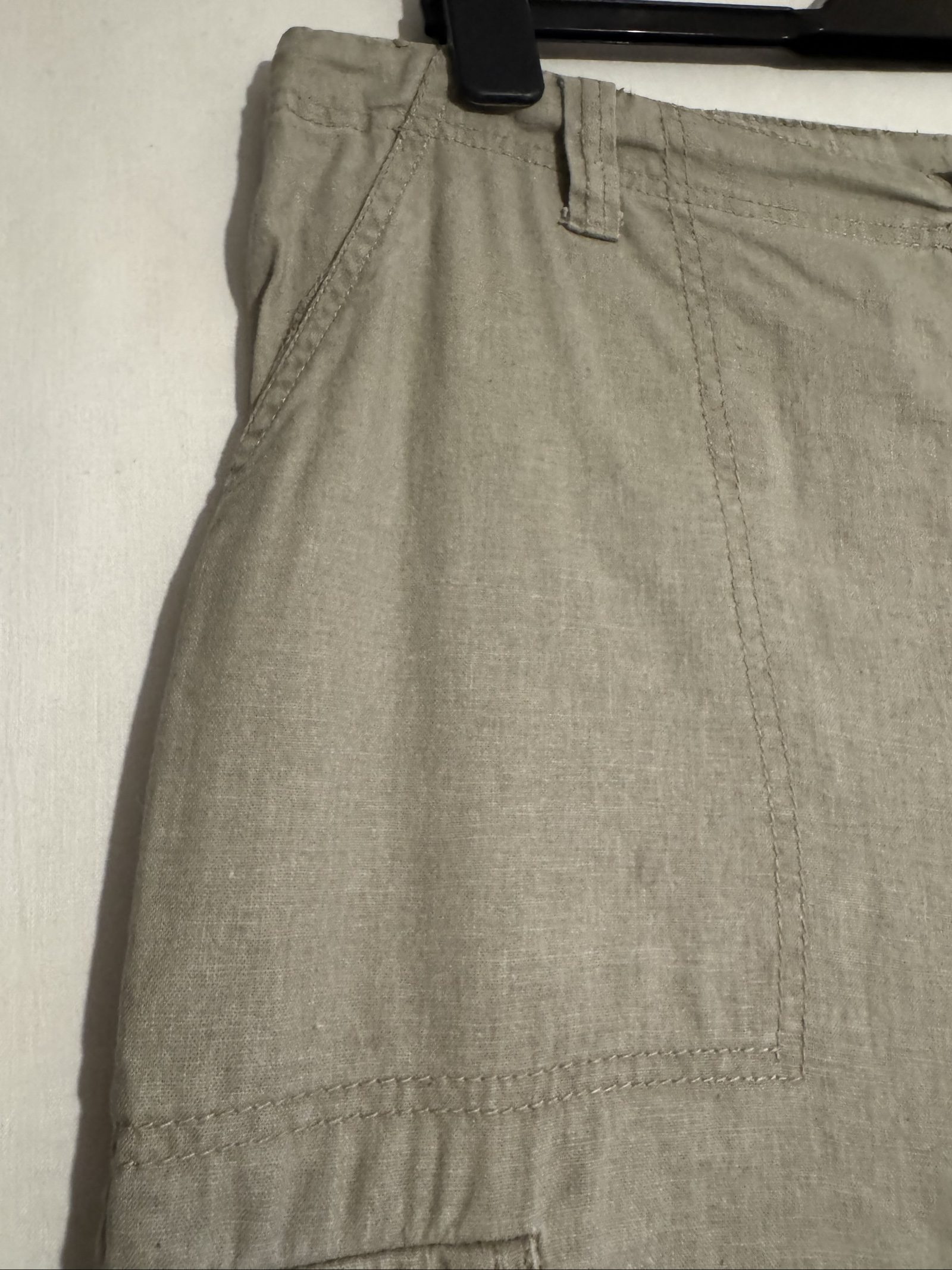Linen Blend Beige Cargo Shorts W34 Button Fly image 6
