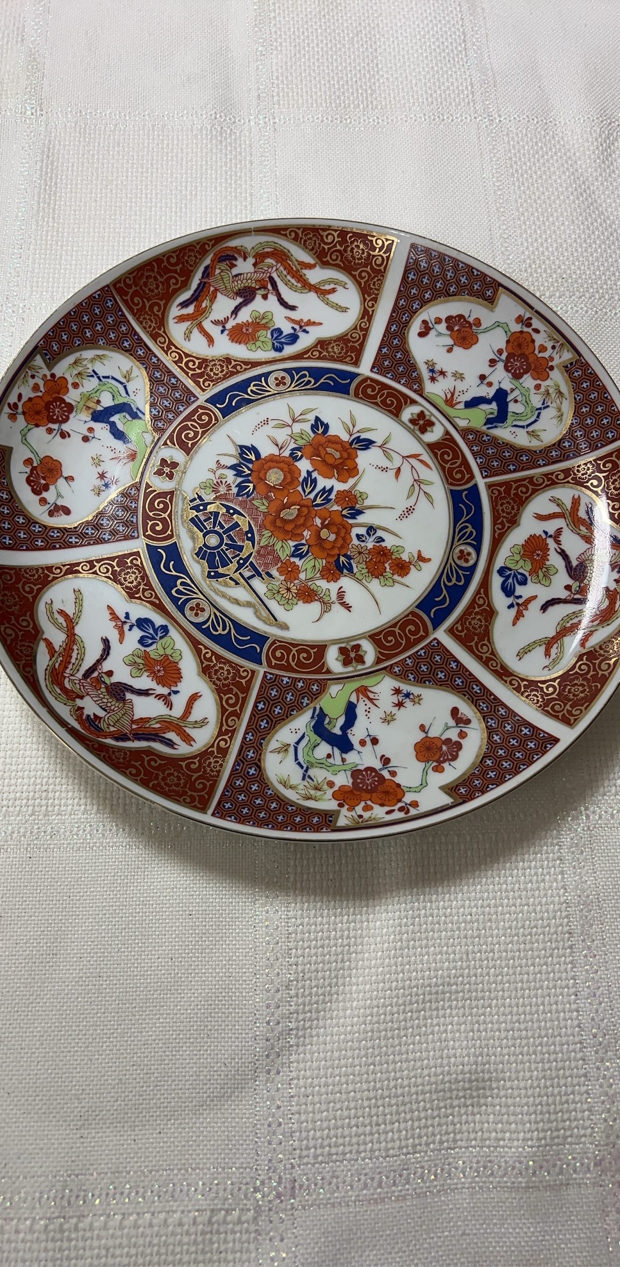 Vintage Imari Hand-Painted Porcelain Decorative Plate