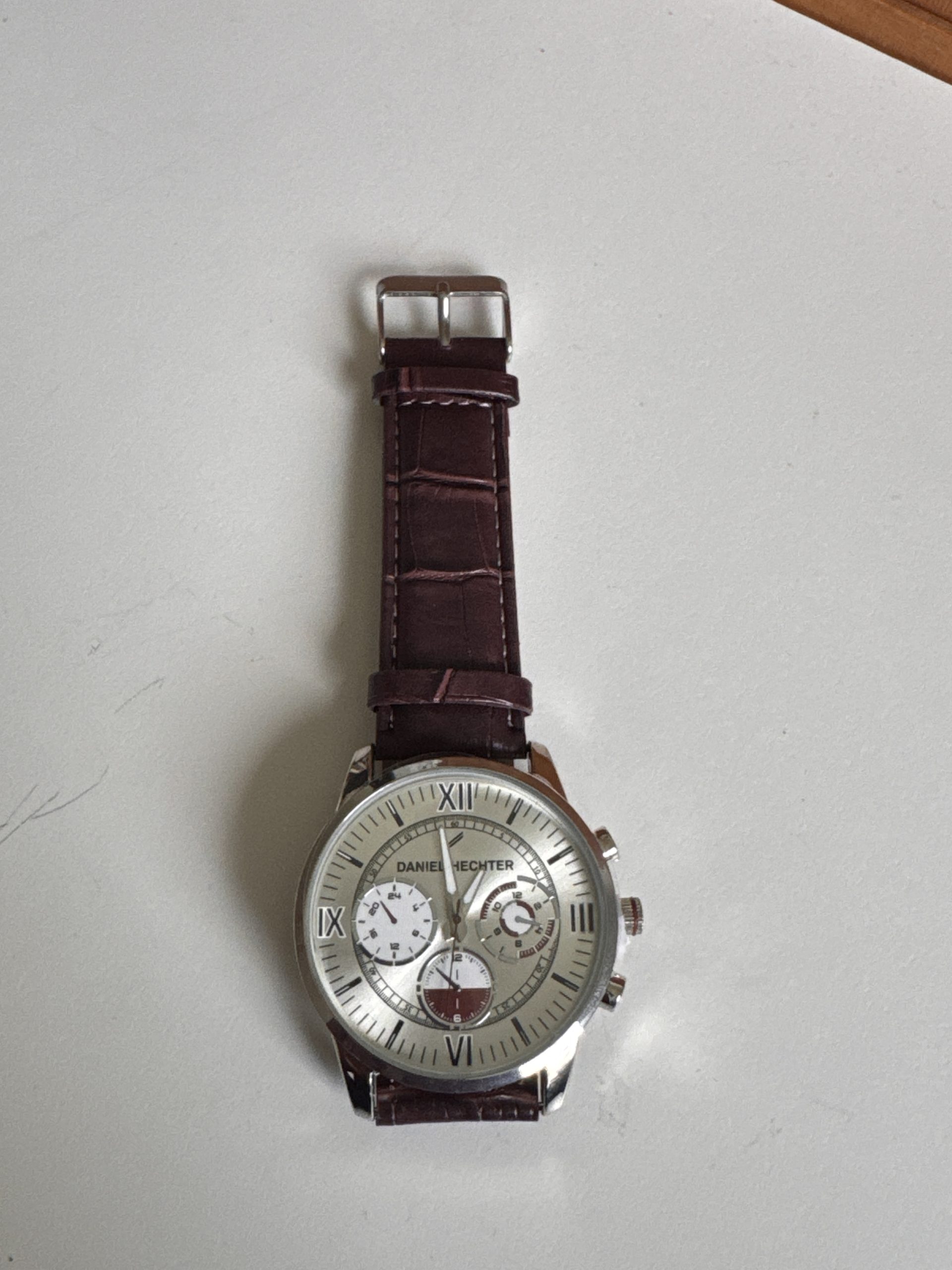 Daniel Hechter Silver Dial Watch Brown Leather Strap Watch-2 image 2