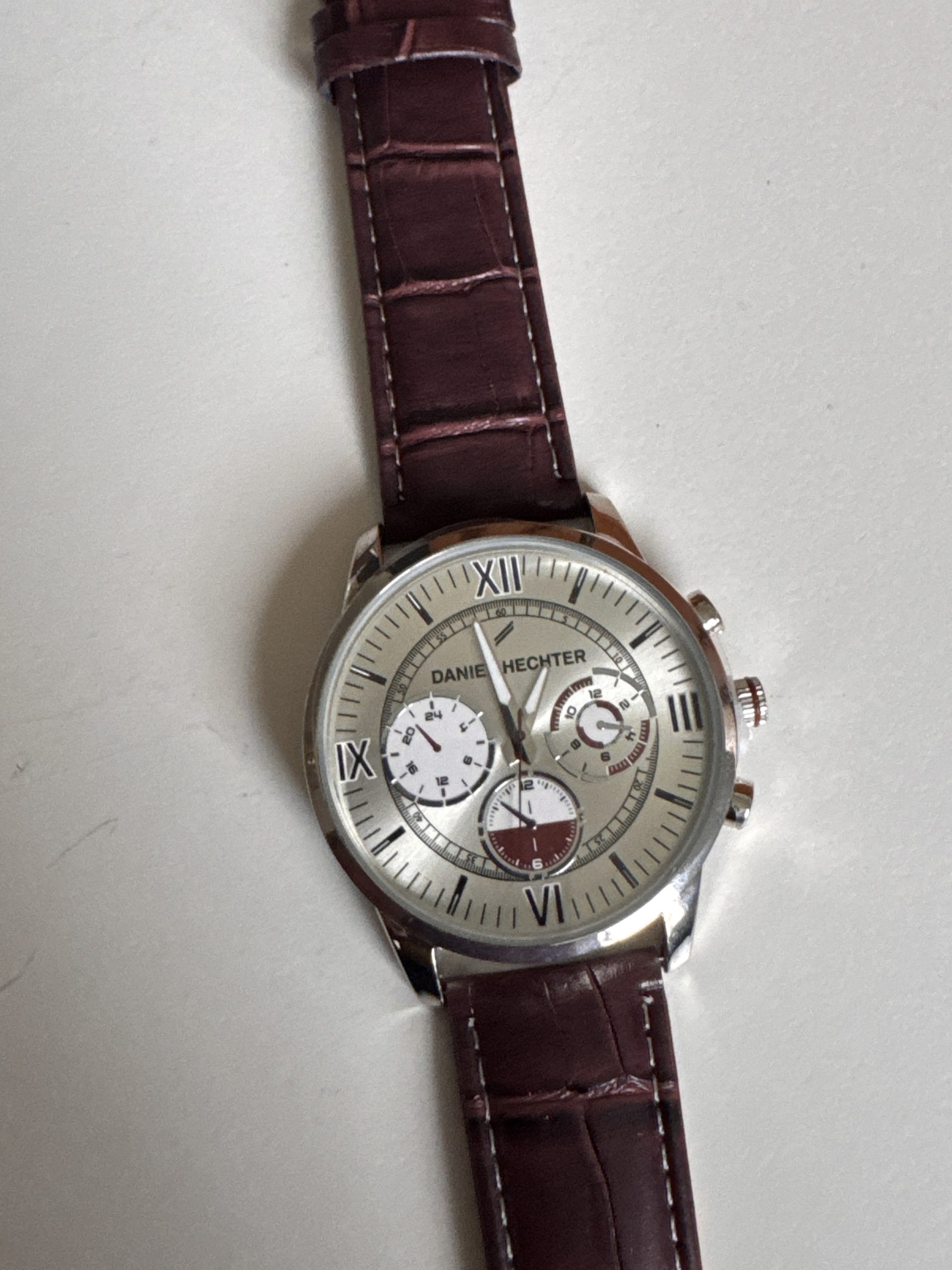 Daniel Hechter Silver Dial Watch Brown Leather Strap Watch-2 image 4