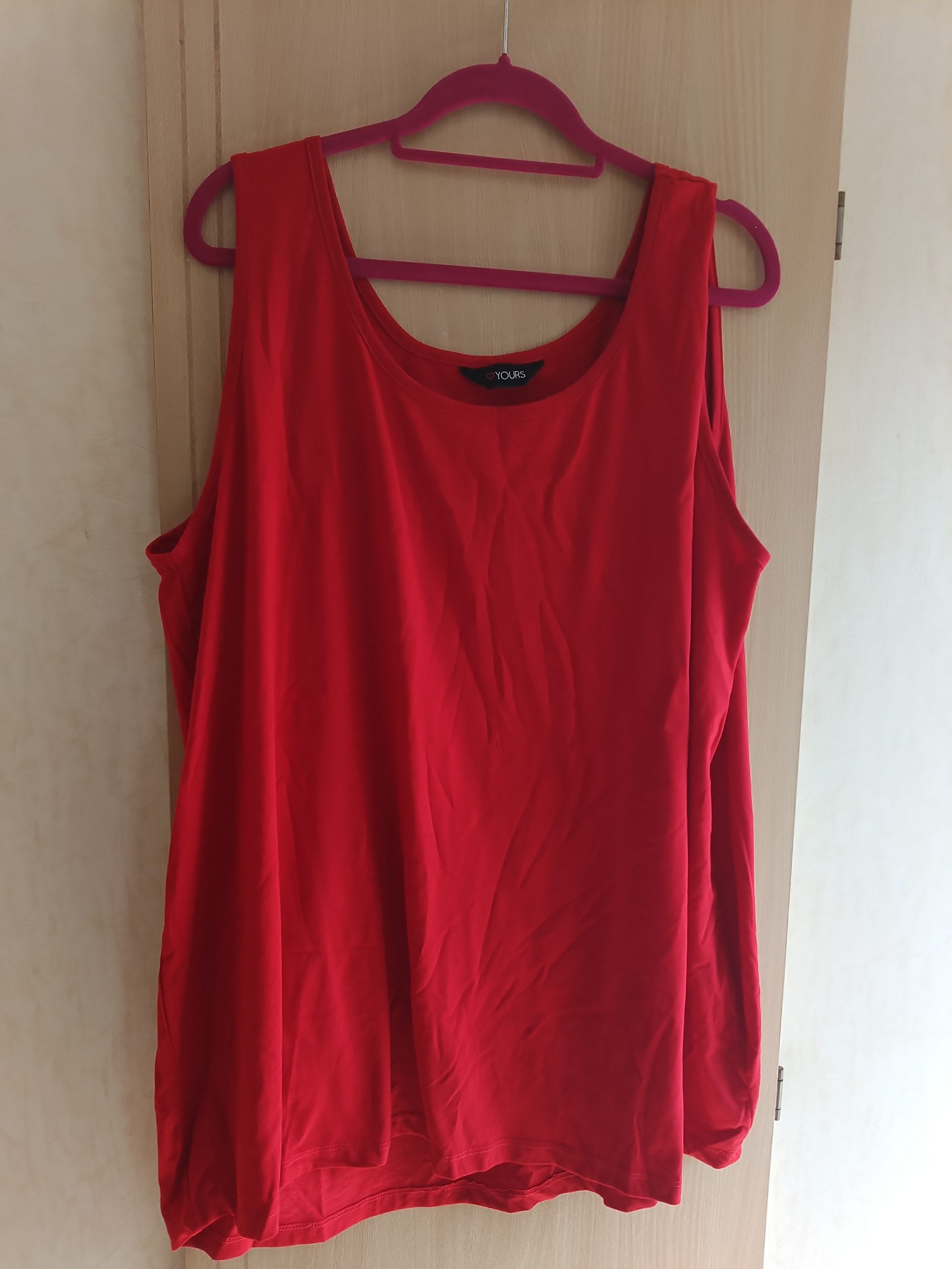 Yours Red Tank Top UK 26-28 Polyester Cotton