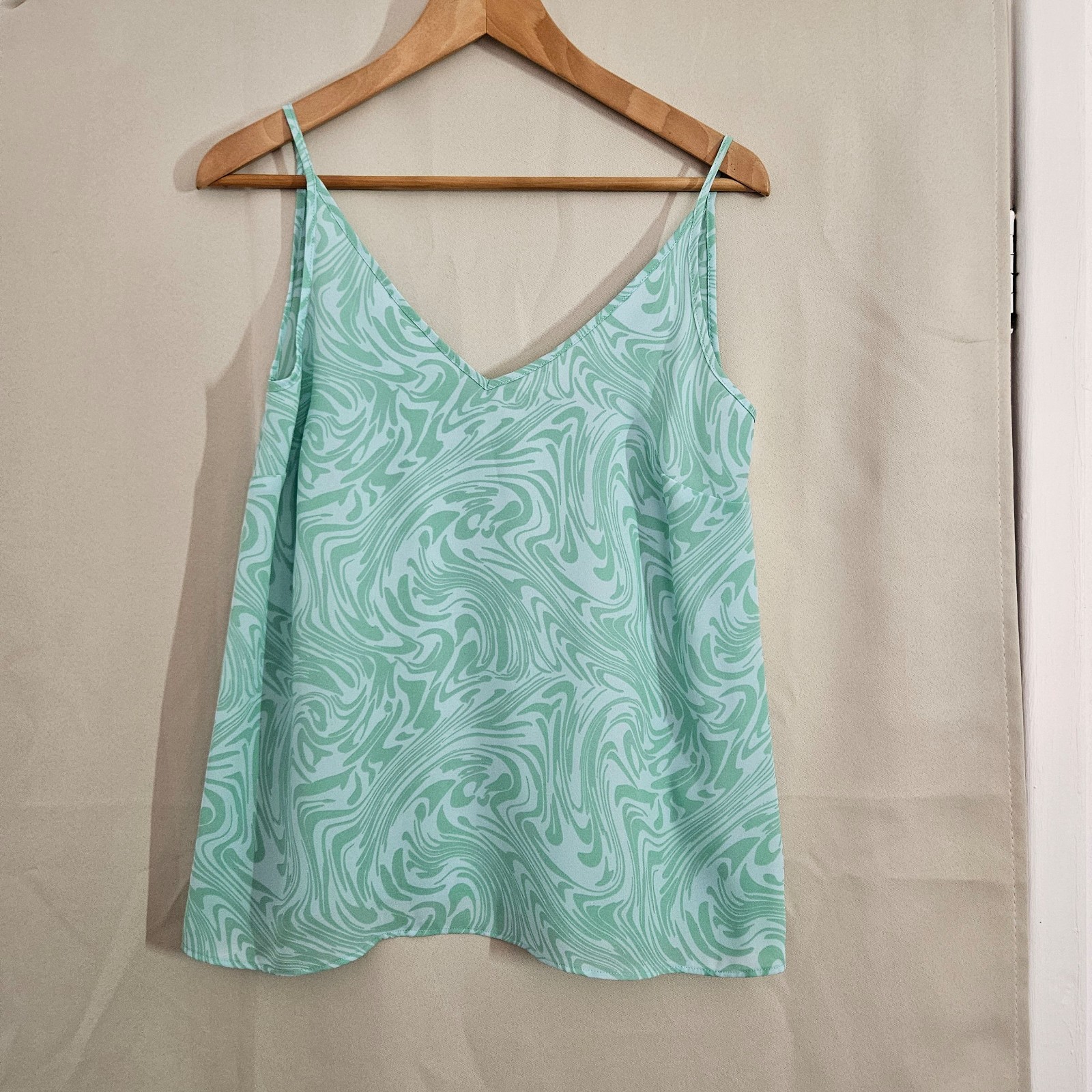 Papaya Green Patterned V-Neck Cami Top UK 8