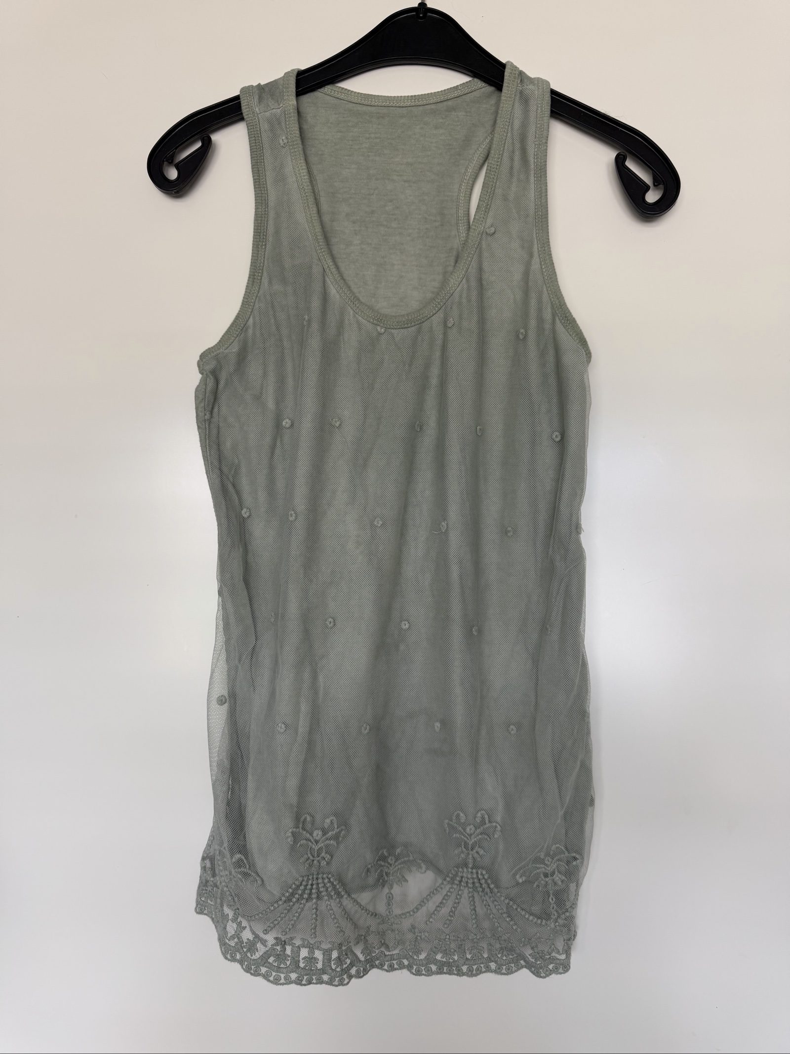Whimsical y2k Embroidered Mesh Layered Tank Top M