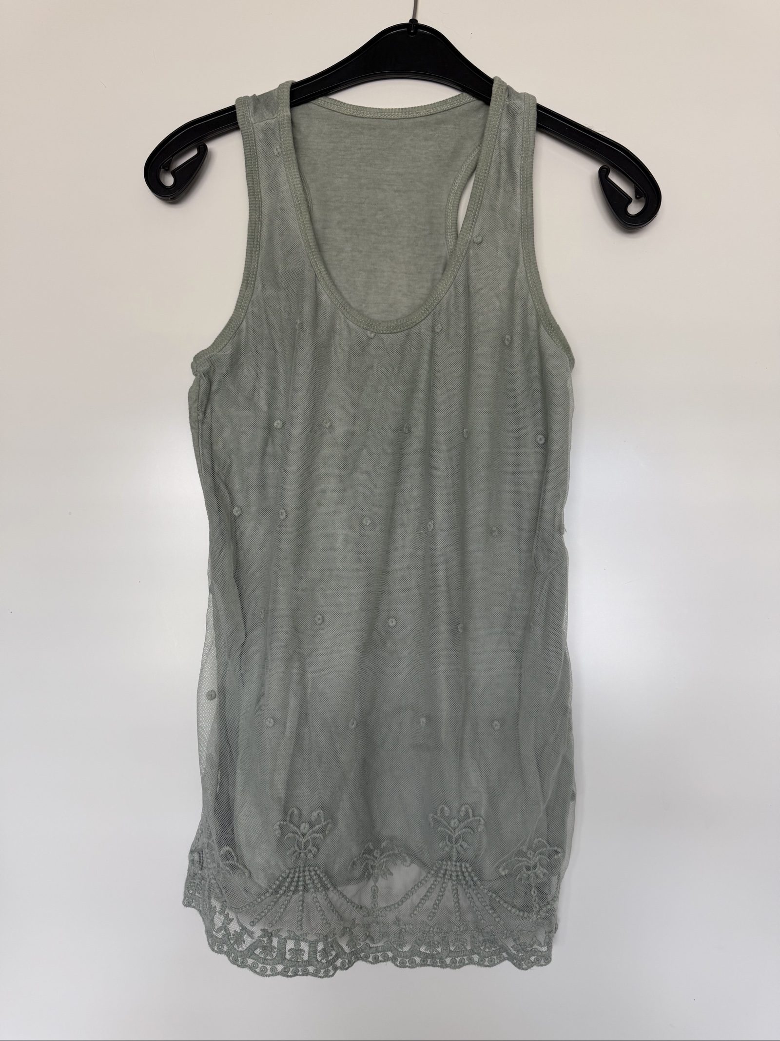 Whimsical y2k Embroidered Mesh Layered Tank Top M image 2