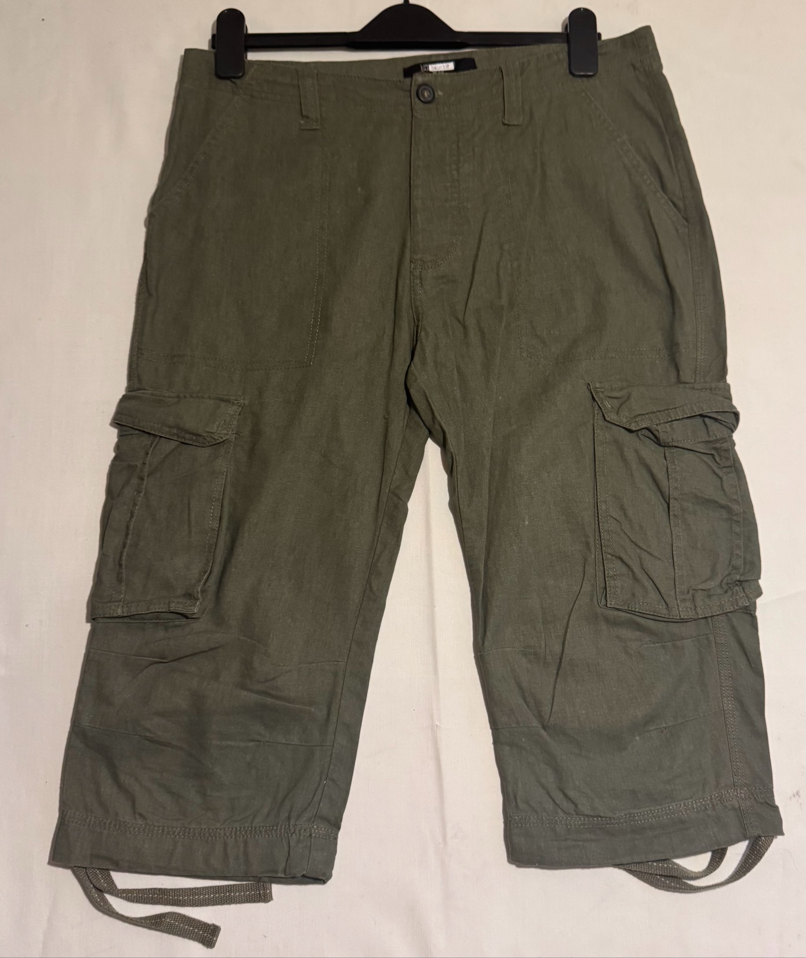 Unbranded Olive Linen Blend Cargo Shorts W32