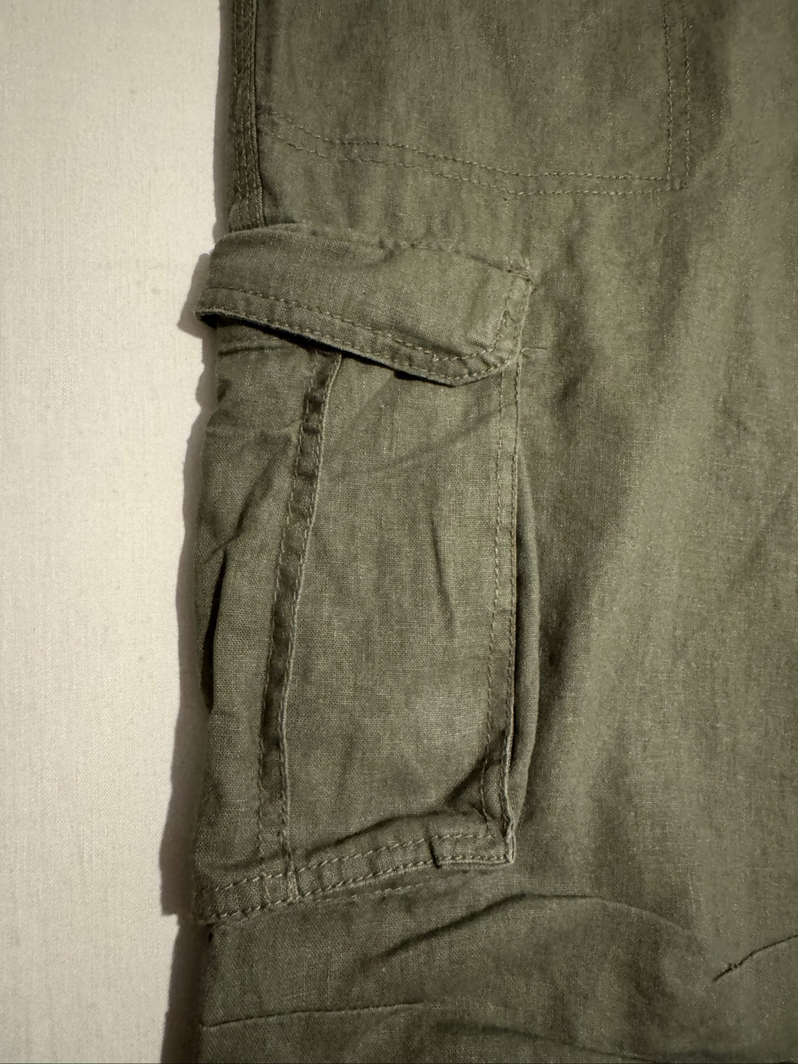 Unbranded Olive Linen Blend Cargo Shorts W32 image 2