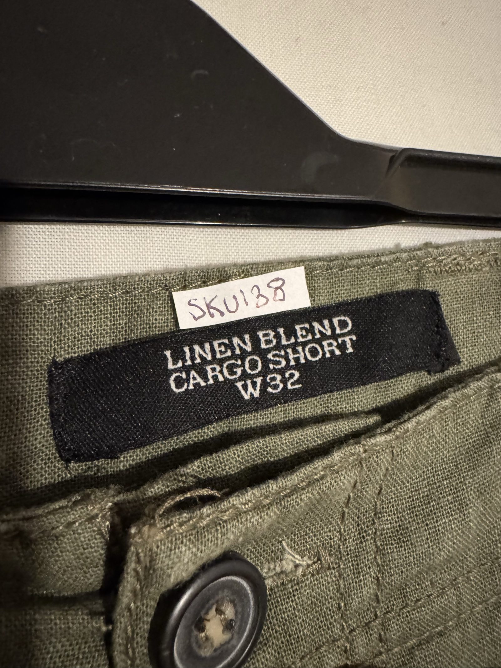 Unbranded Olive Linen Blend Cargo Shorts W32 image 4