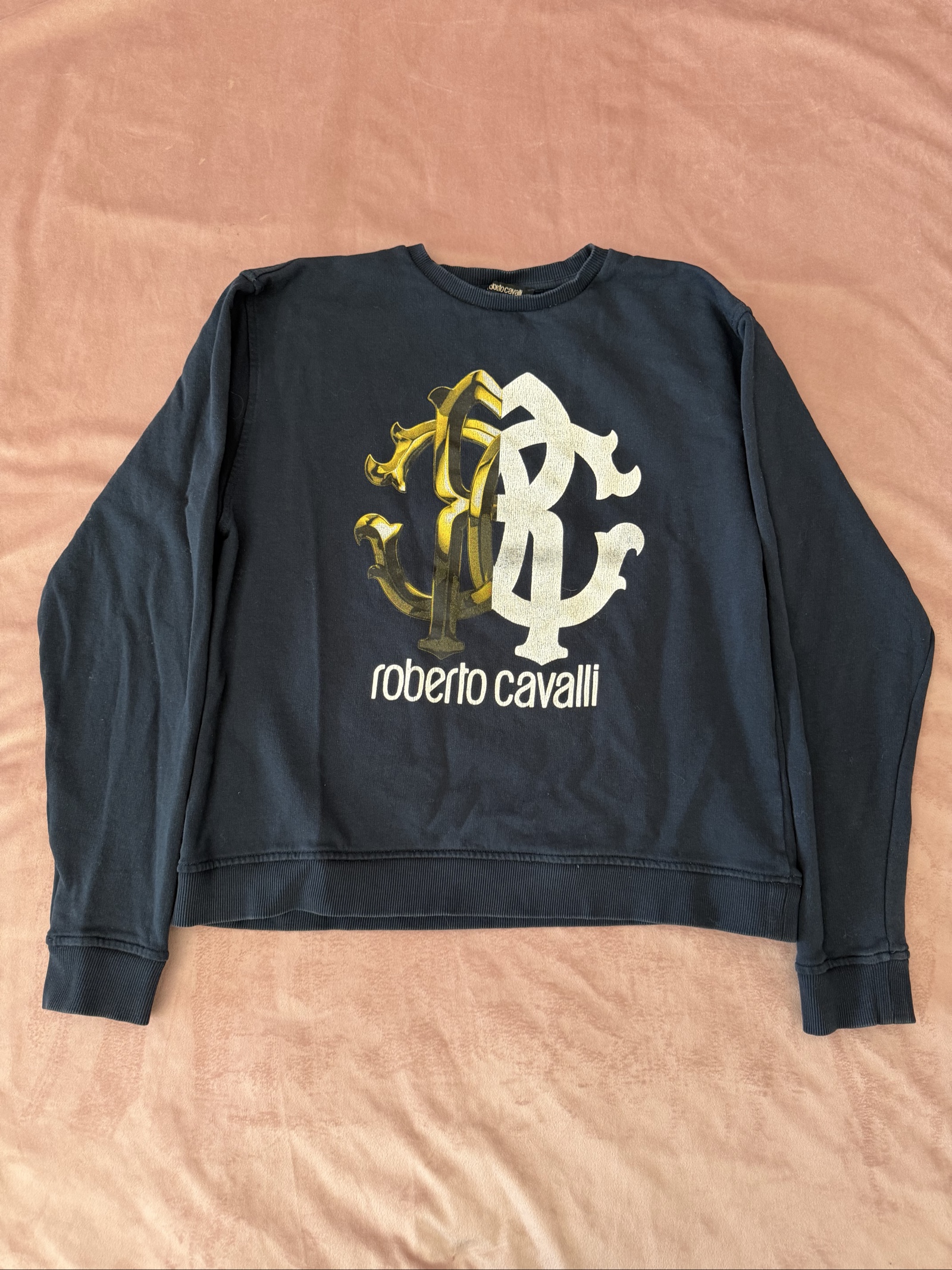 Roberto Cavalli Navy Blue Logo Sweatshirt Medium/Large
