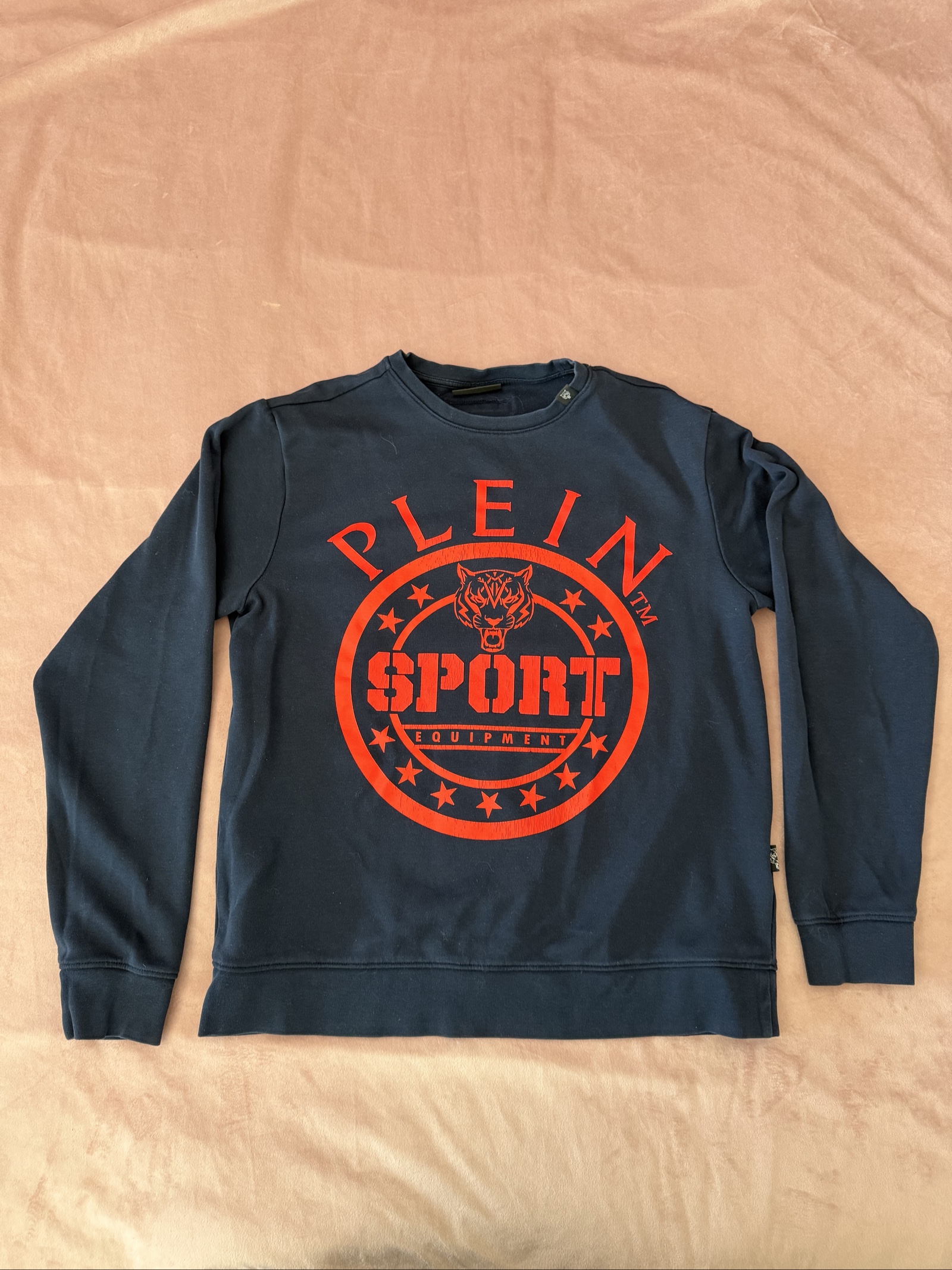 Sporty Plein Sport Navy & Red Logo Sweatshirt Large