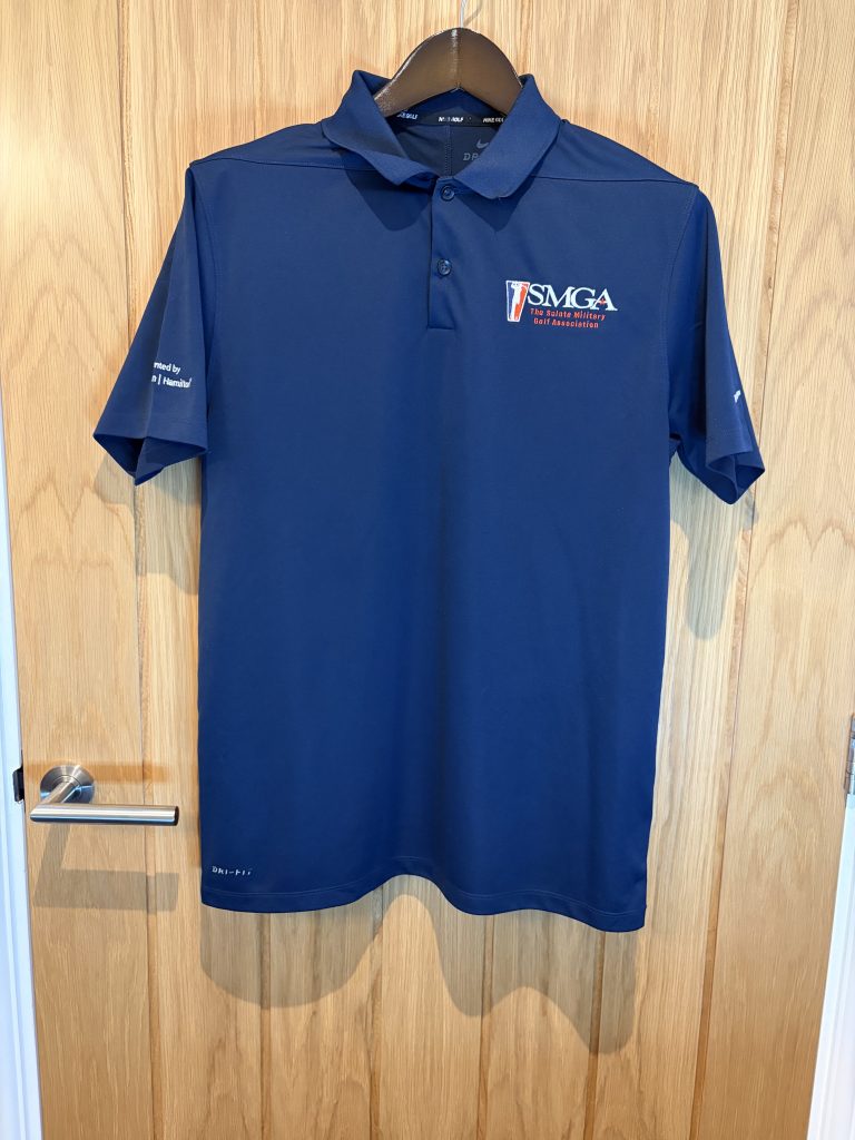 Nike Golf Dri-Fit Polo Shirt Navy Mens M SMGA Embroidered Logo 100% Recycled Polyester