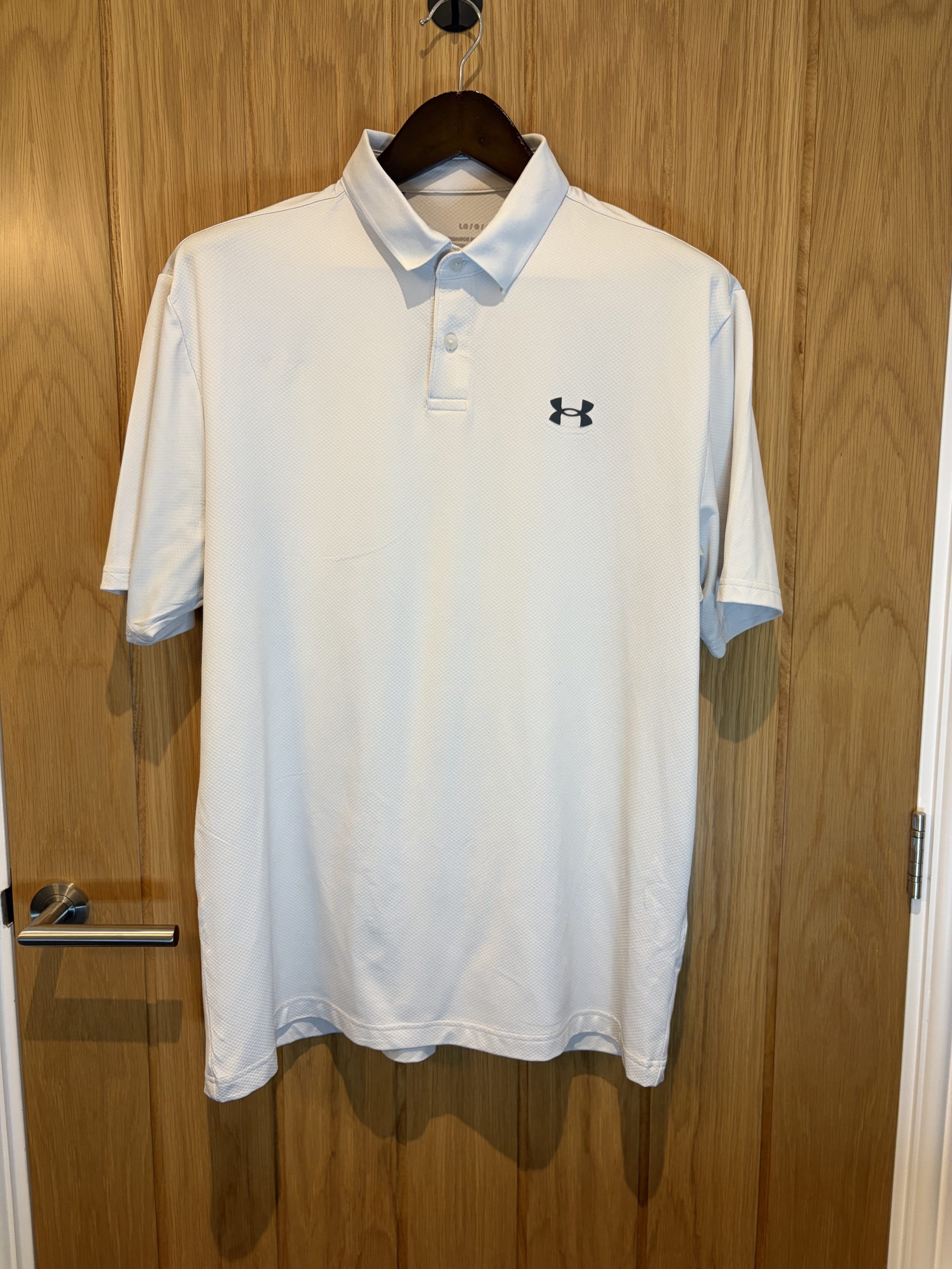 Under Armour Performance Polo Shirt White Mens L Loose Fit Golf Sports Performance