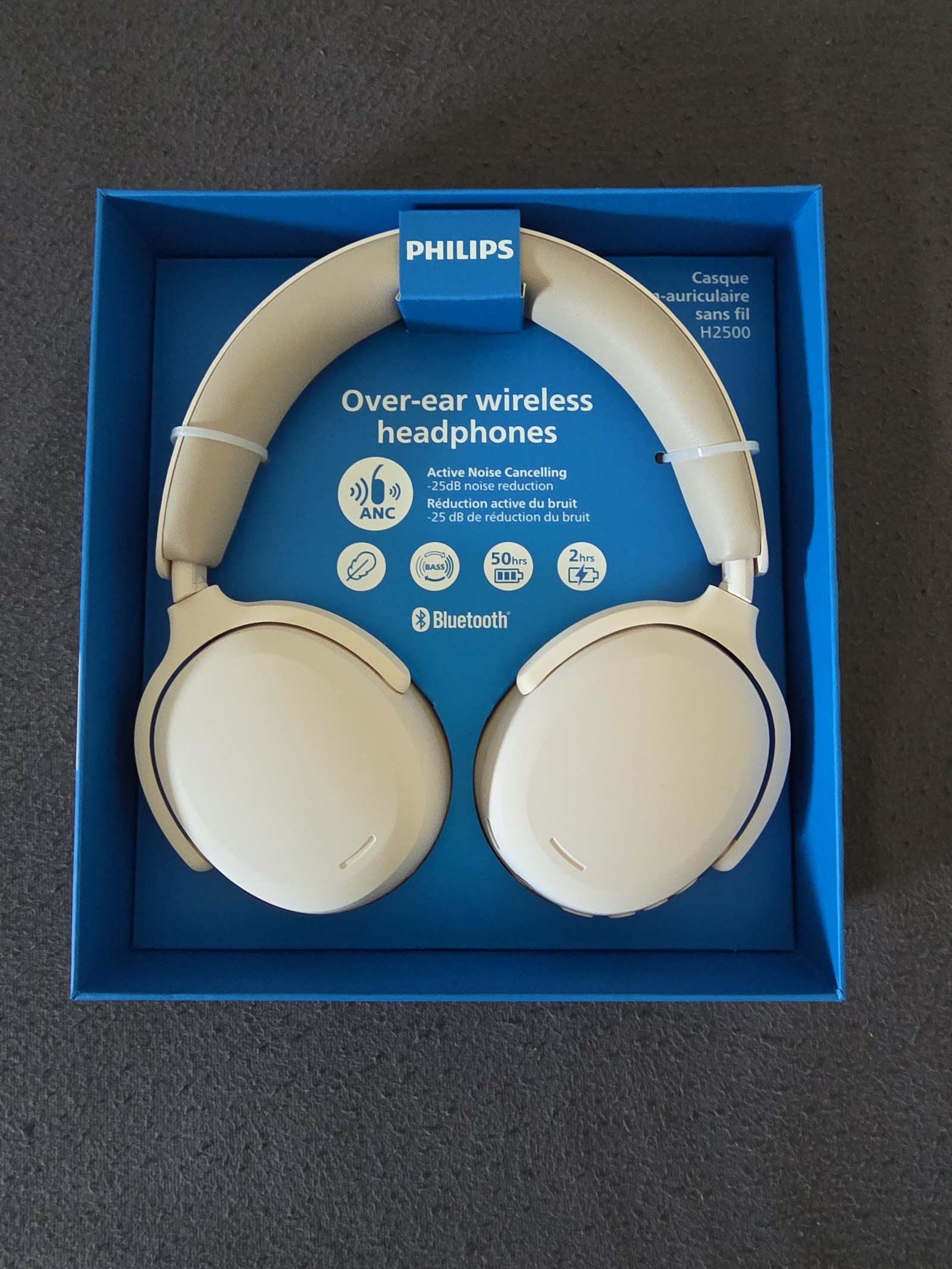 Philips Beige Over-Ear Wireless Headphones ANC Bluetooth