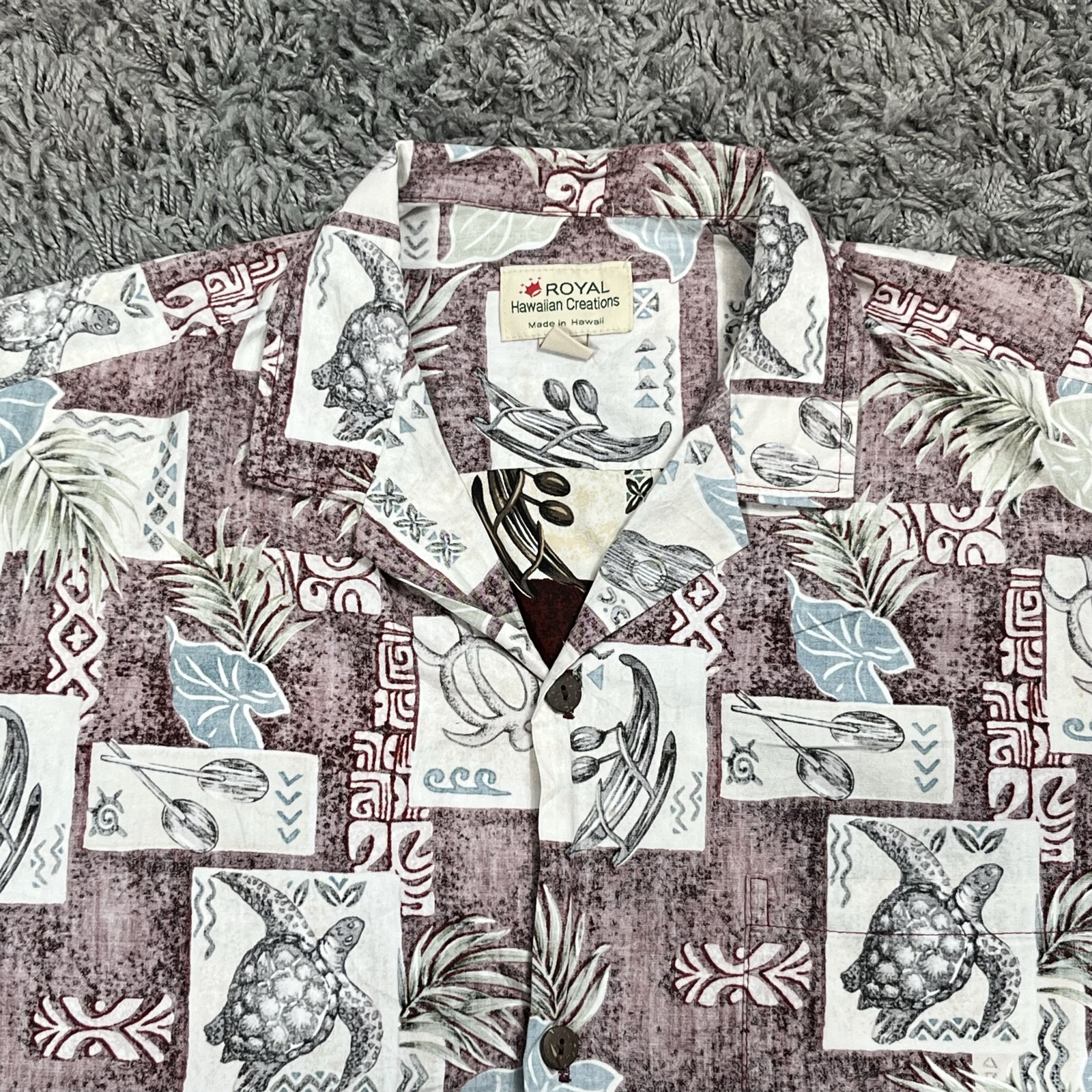 Royal Hawaiian Creations Burgundy & Blue Short Sleeve Shirt XXL image 3