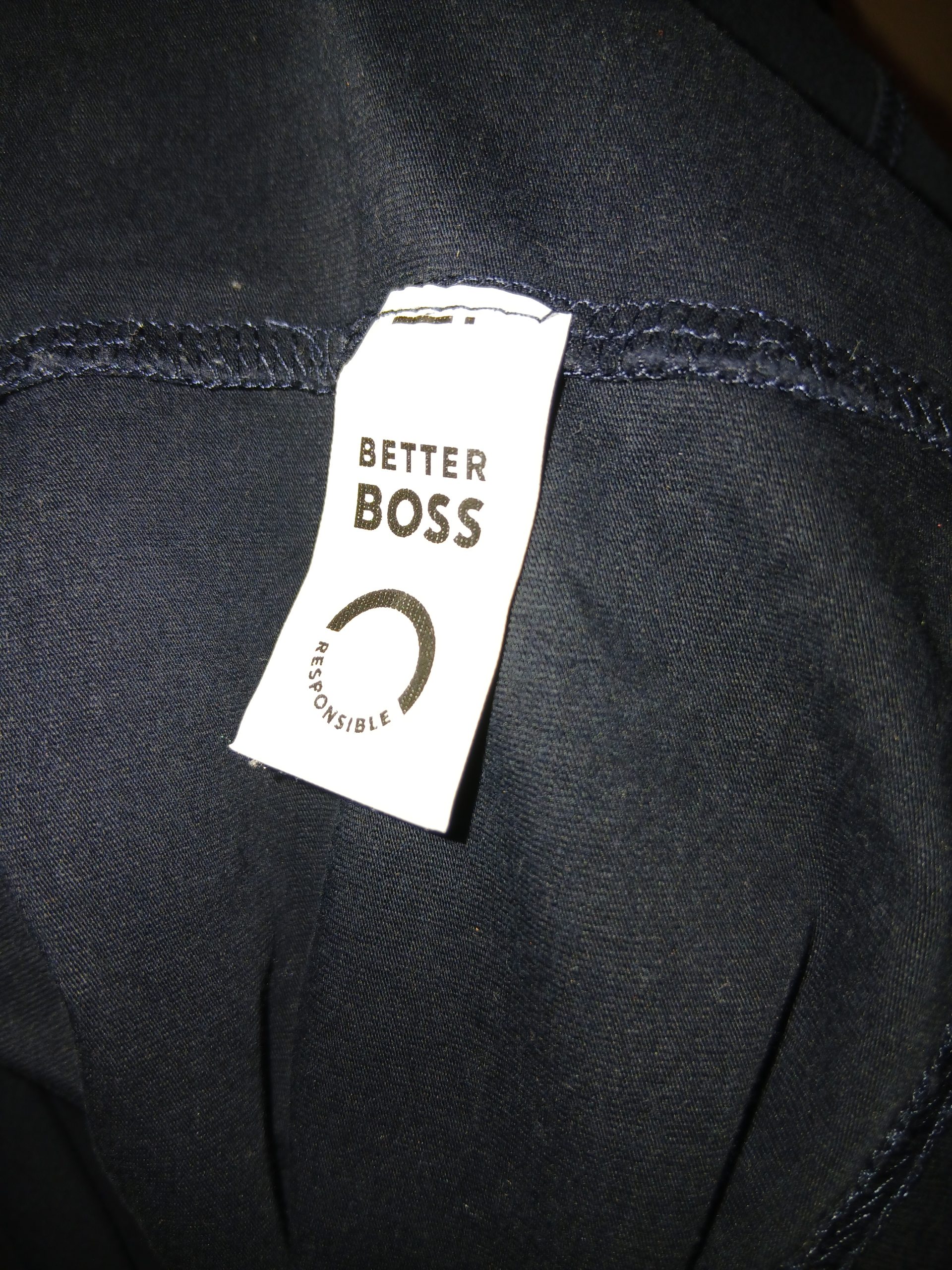 BOSS Navy Blue T-Shirt Small Cotton Logo Crew Neck