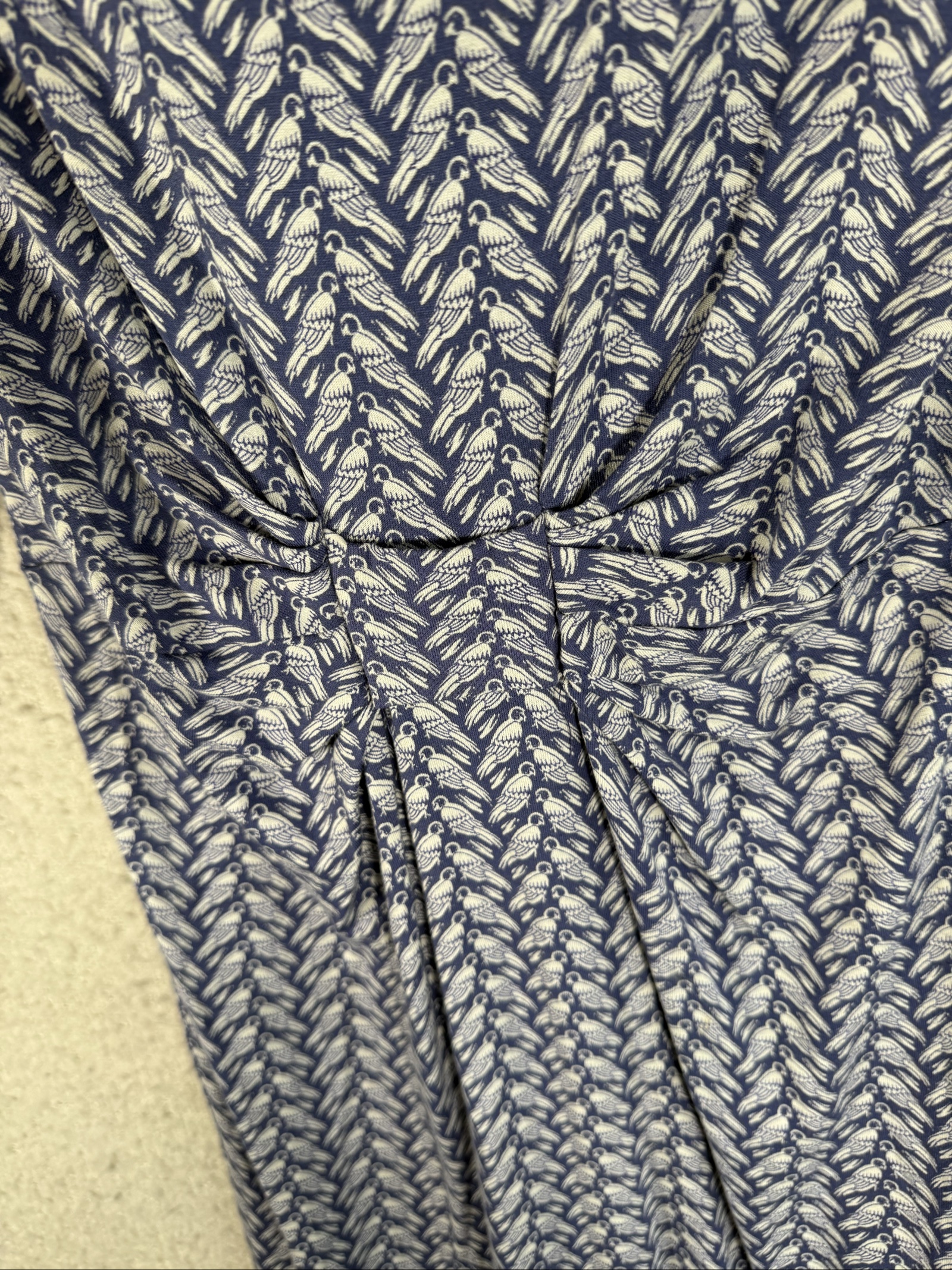 Warehouse Navy & White Bird Print Cotton Knee Length Dress UK 10 Stylish Casual image 5