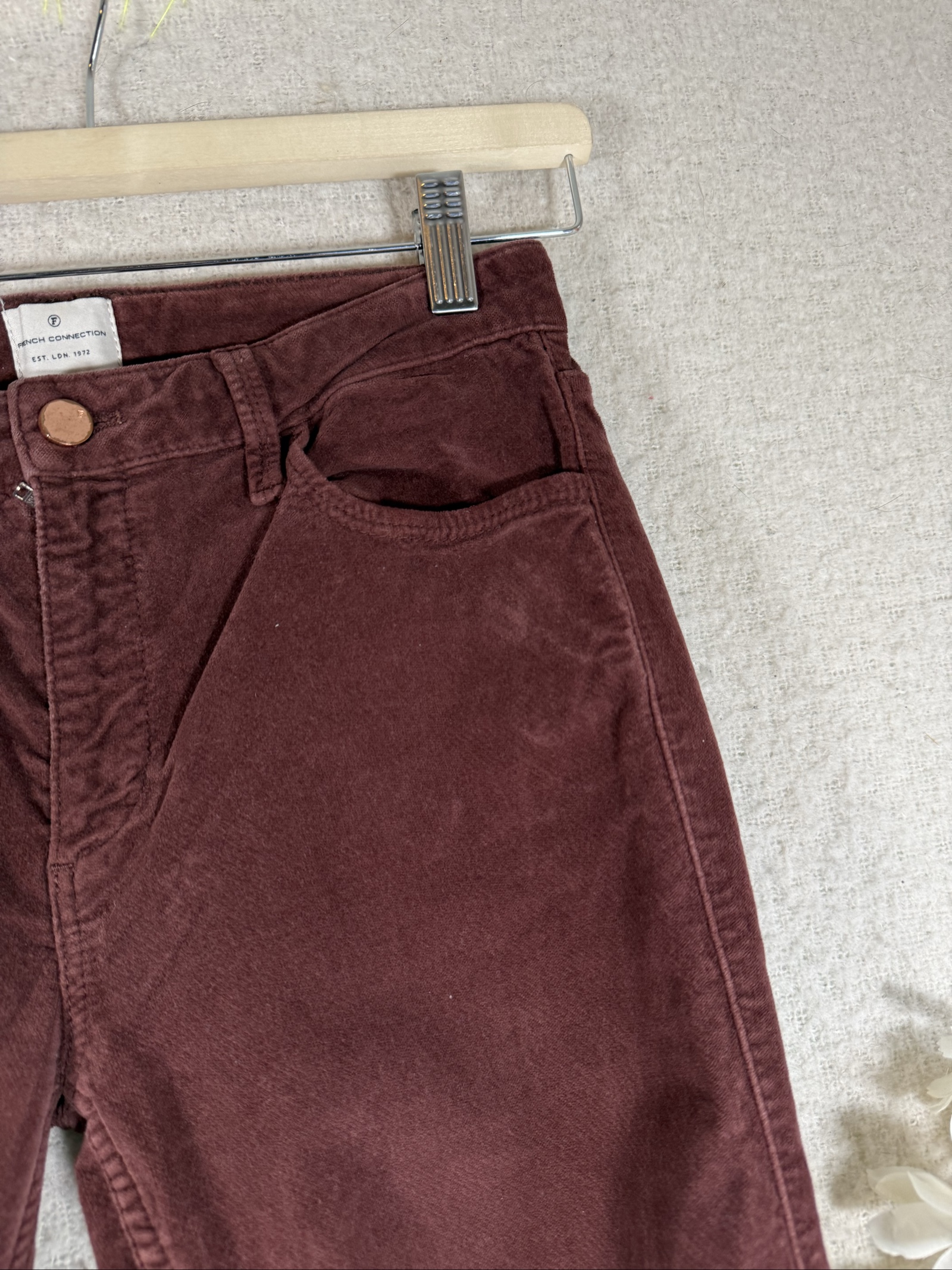 French Connection Burgundy Cotton Skinny Jeans UK 10 Classic Fit Power Skinny image 4