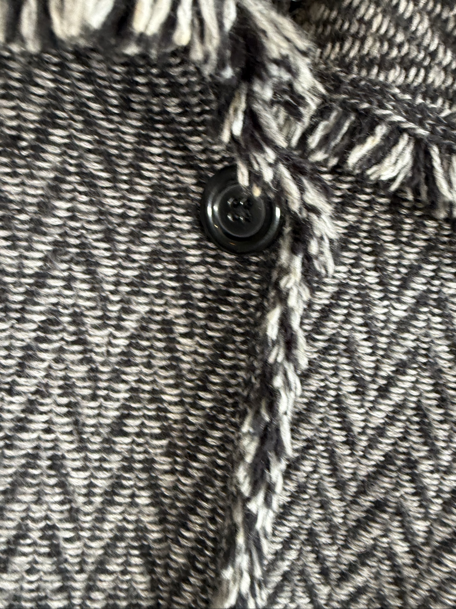 Marks & Spencer Black & Grey Wool Blend Zigzag Fringe Collar Jacket UK 14 image 4