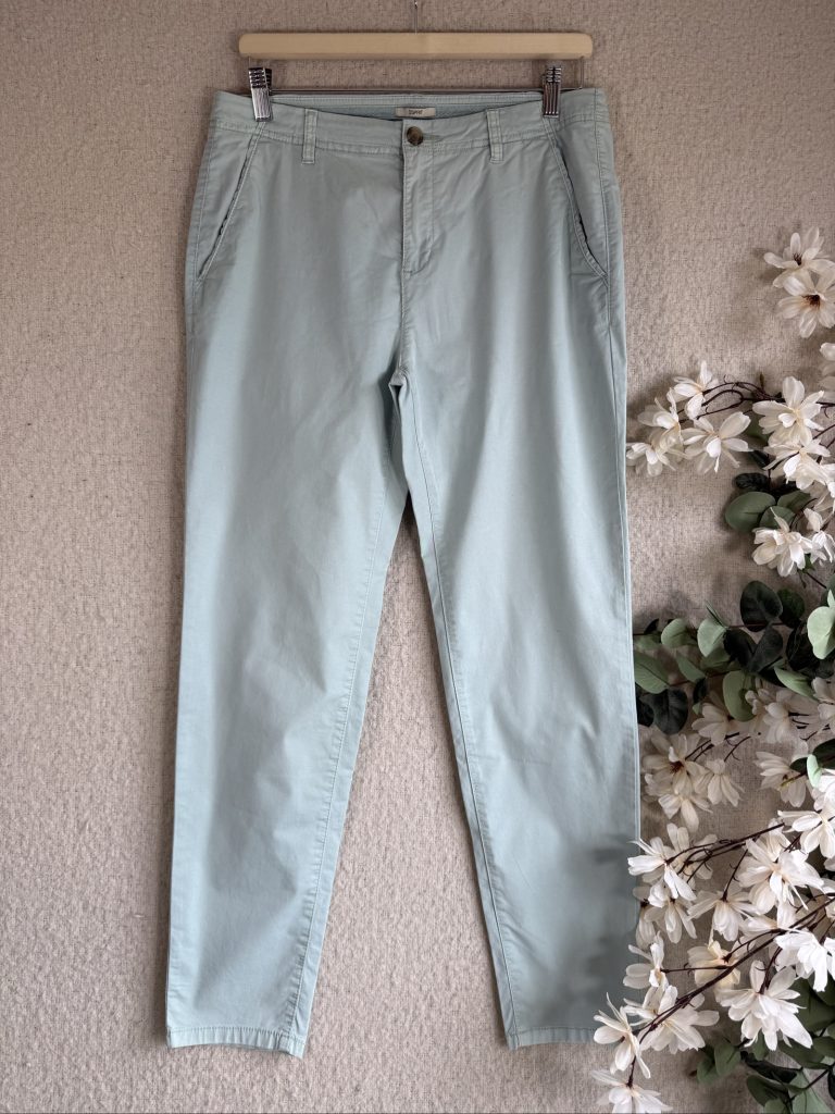 Esprit Mint Green Cotton Chino Trousers UK 12 Lightweight Casual Pants