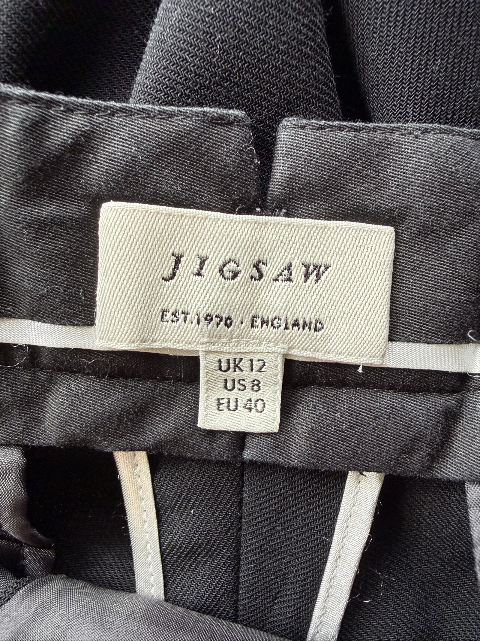 Jigsaw Black Wool Blend Tailored Trousers UK 12 Classic Elegant Work Pants image 3