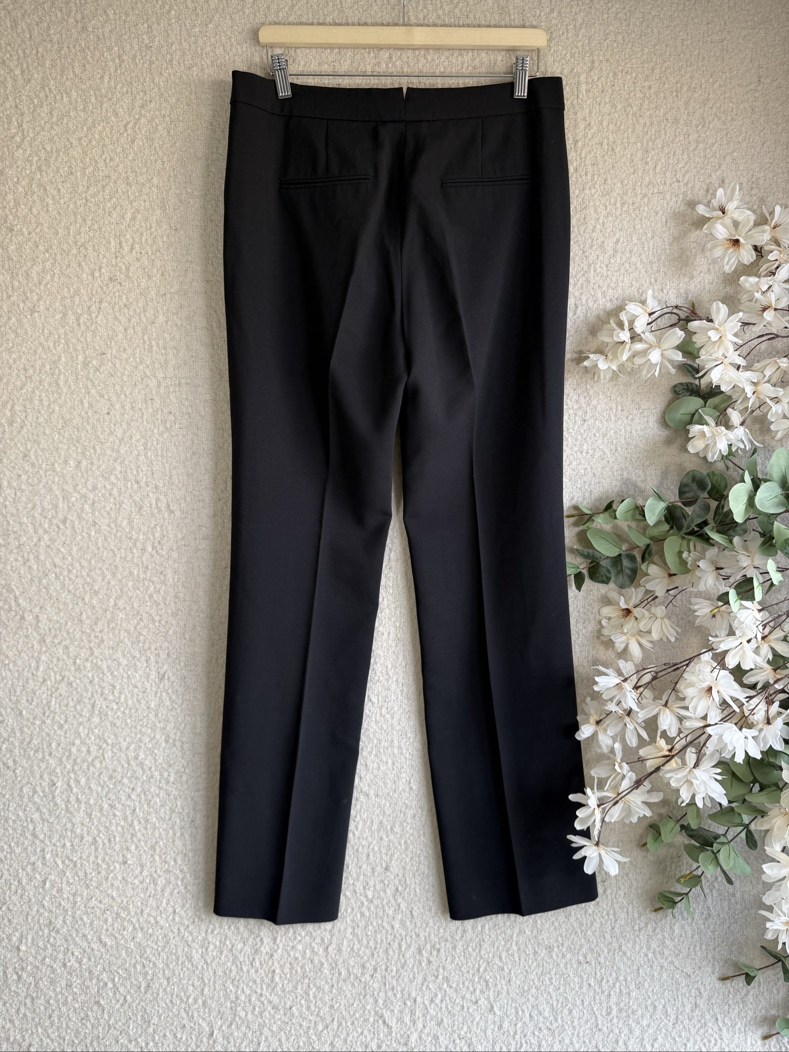 Jigsaw Black Wool Blend Tailored Trousers UK 12 Classic Elegant Work Pants image 4