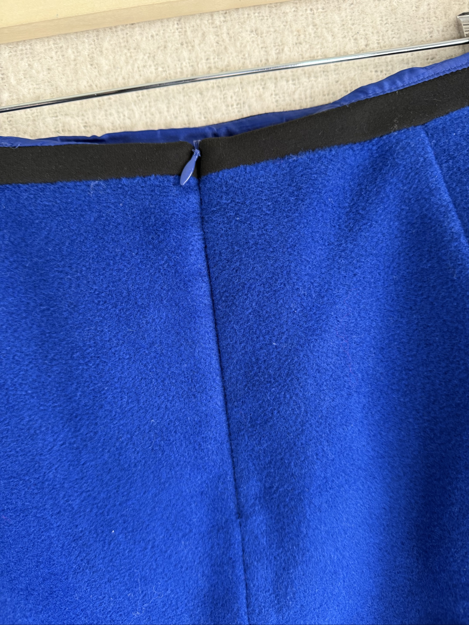 M&S Blue Wool Blend Straight Skirt UK 14 Black Trim Classic Casual image 5