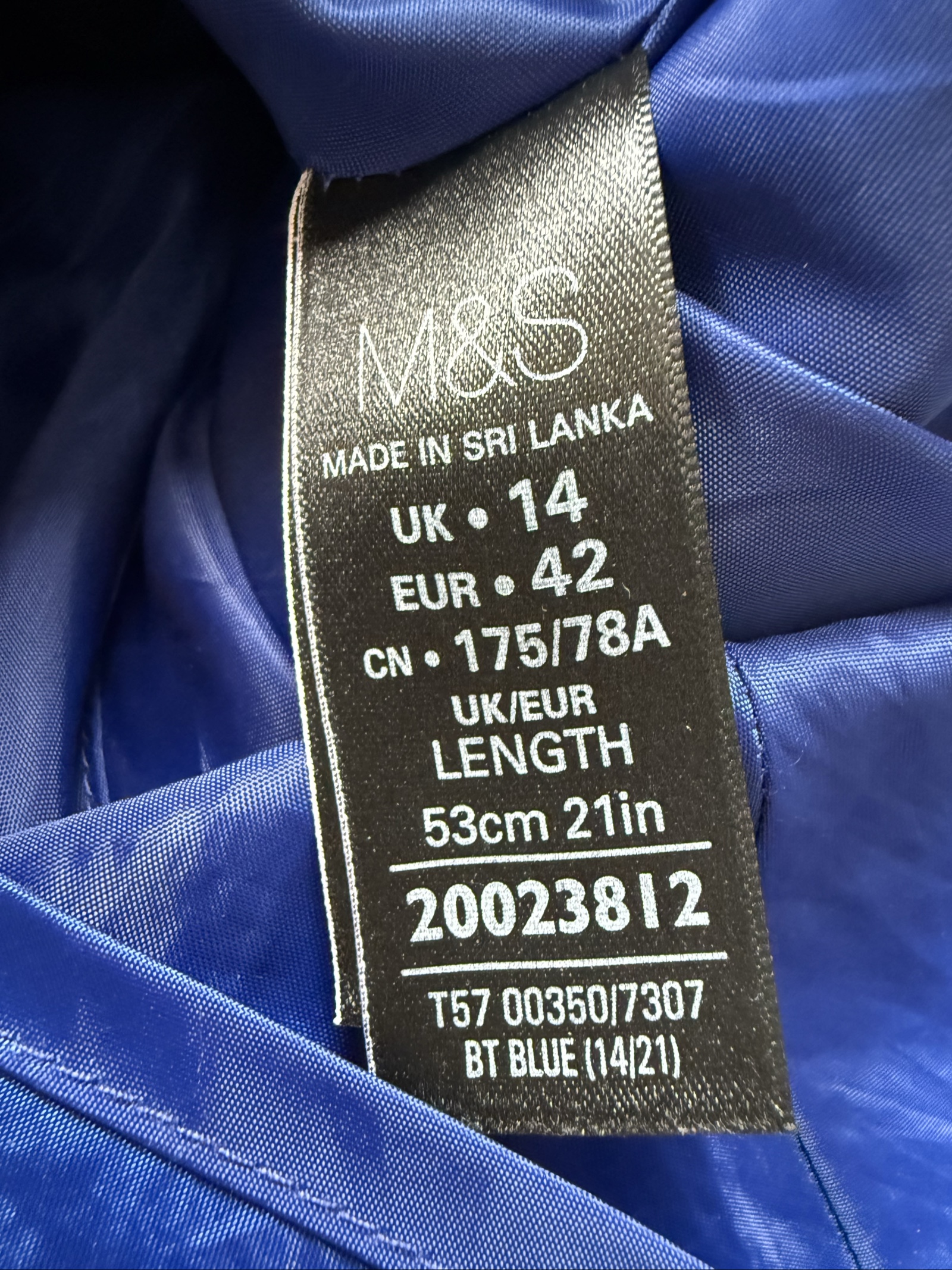 M&S Blue Wool Blend Straight Skirt UK 14 Black Trim Classic Casual image 6