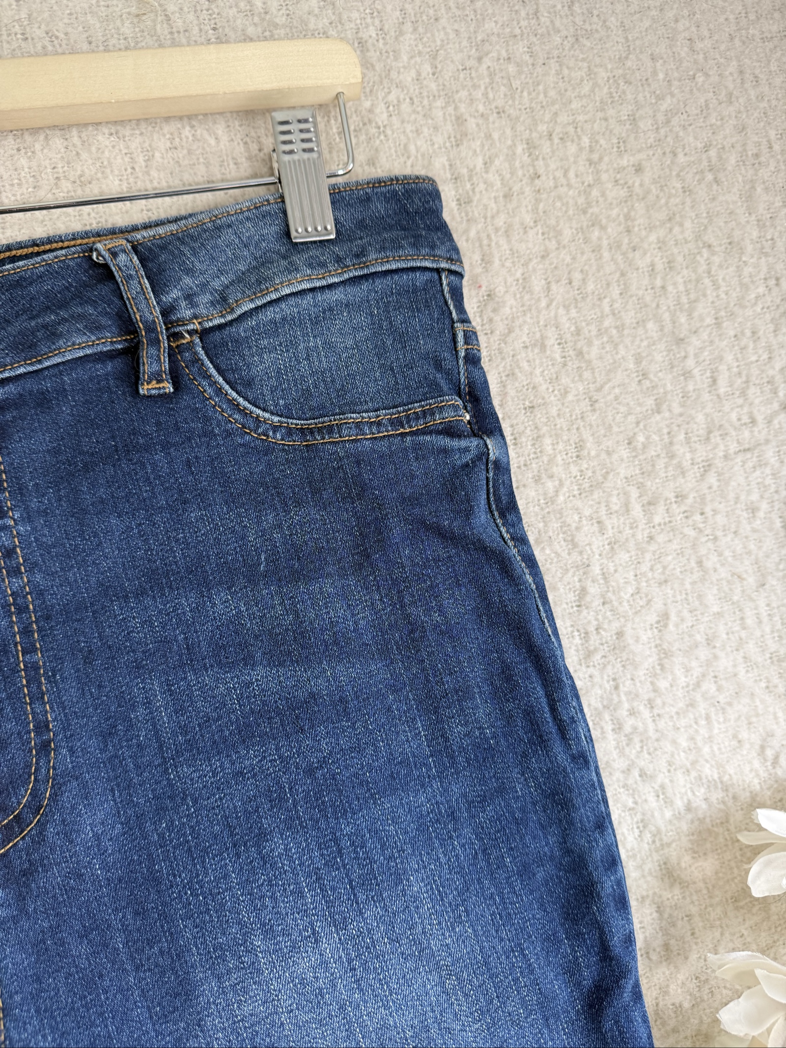 F&F Dark Blue Denim Skinny Jeans UK 14 Stretch Cotton Casual Trousers image 2