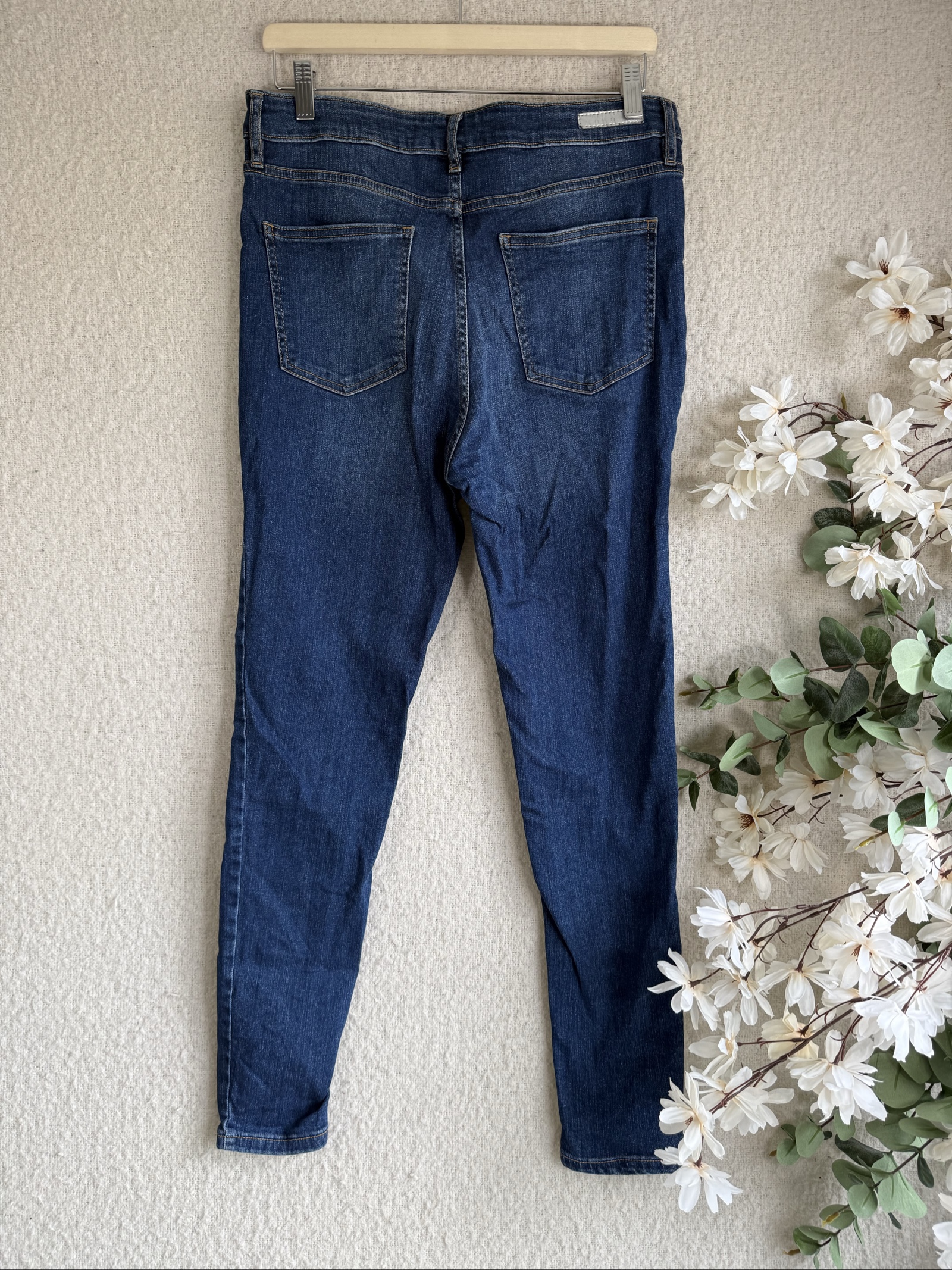 F&F Dark Blue Denim Skinny Jeans UK 14 Stretch Cotton Casual Trousers image 5