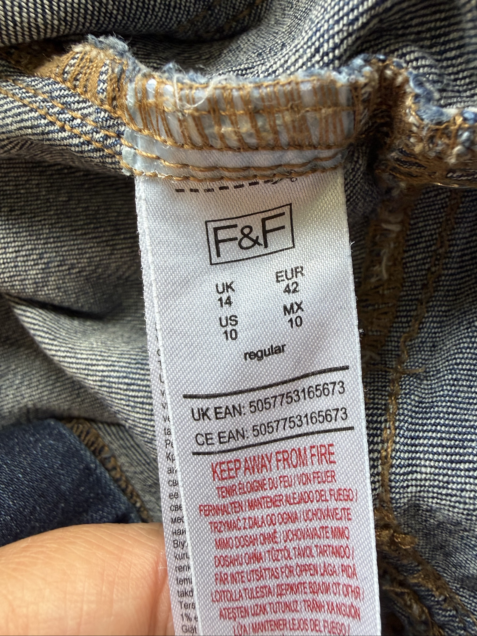 F&F Dark Blue Denim Skinny Jeans UK 14 Stretch Cotton Casual Trousers image 6