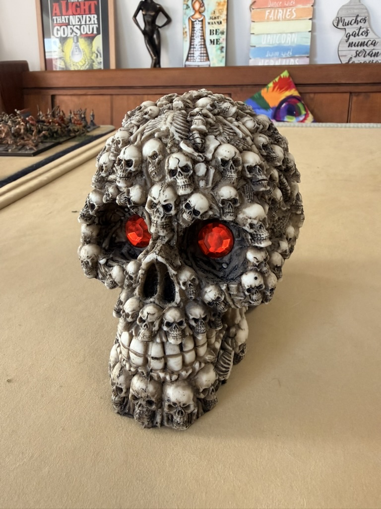 Decorative Multi Skull Head with Red Eyes Gothic Sculpture