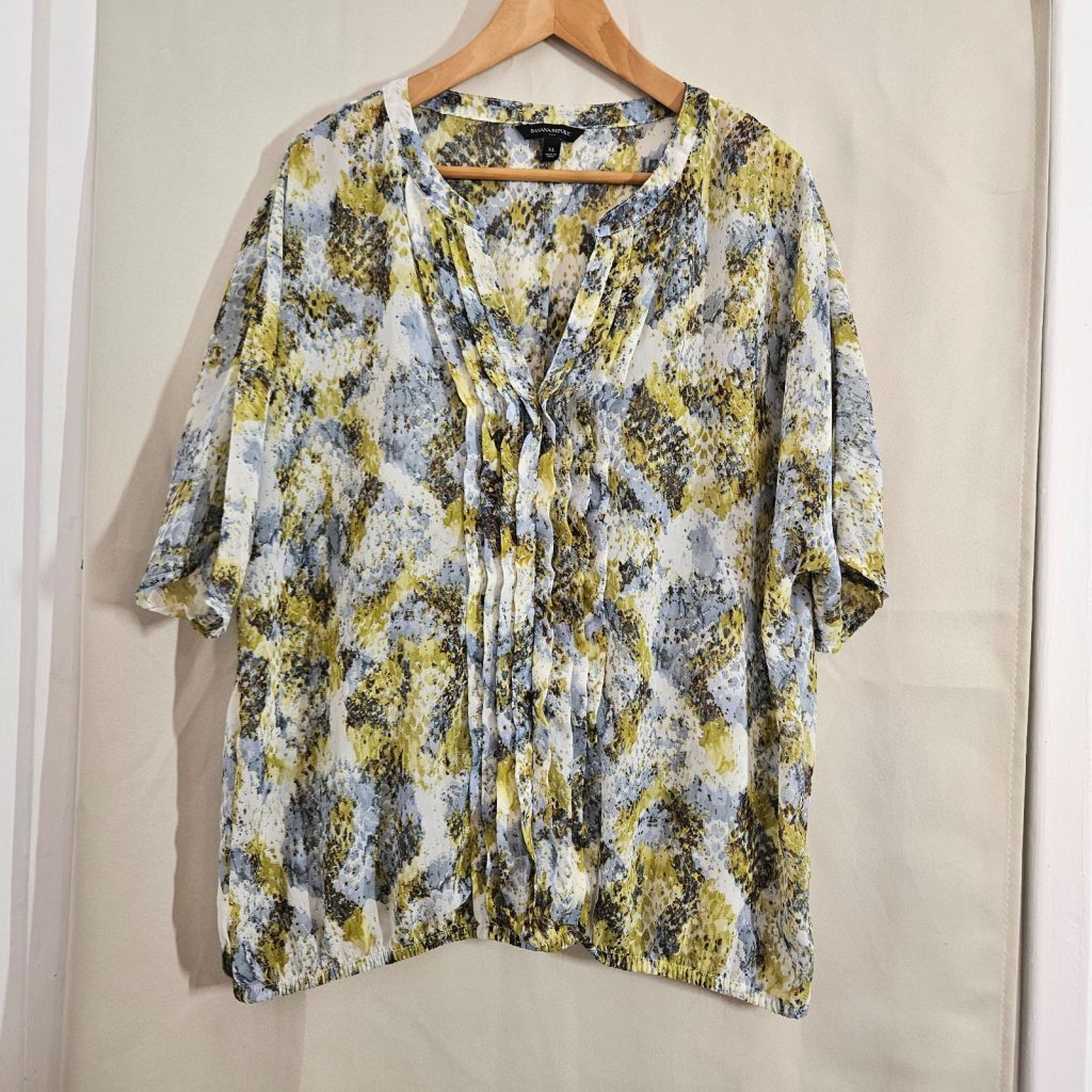 Banana Republic Yellow, Blue & White Printed Blouse XL