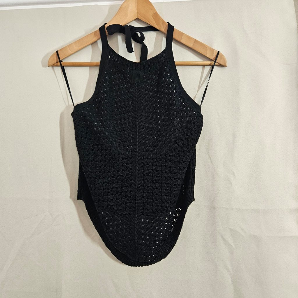 Select Black Crochet Knit Halter Top Size M