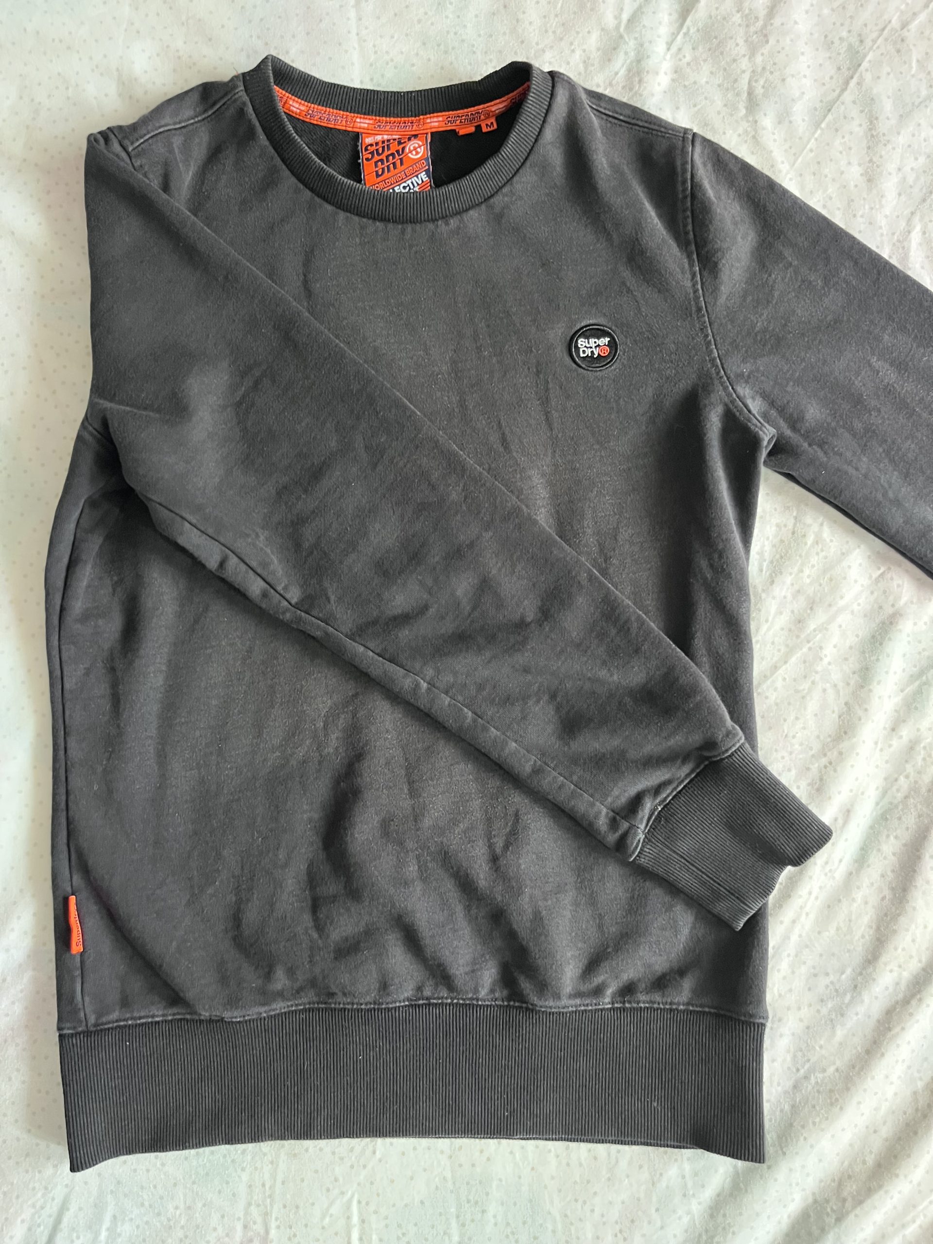 Mens Superdry Charcoal black Crewneck Sweatshirt Medium Soft Cotton